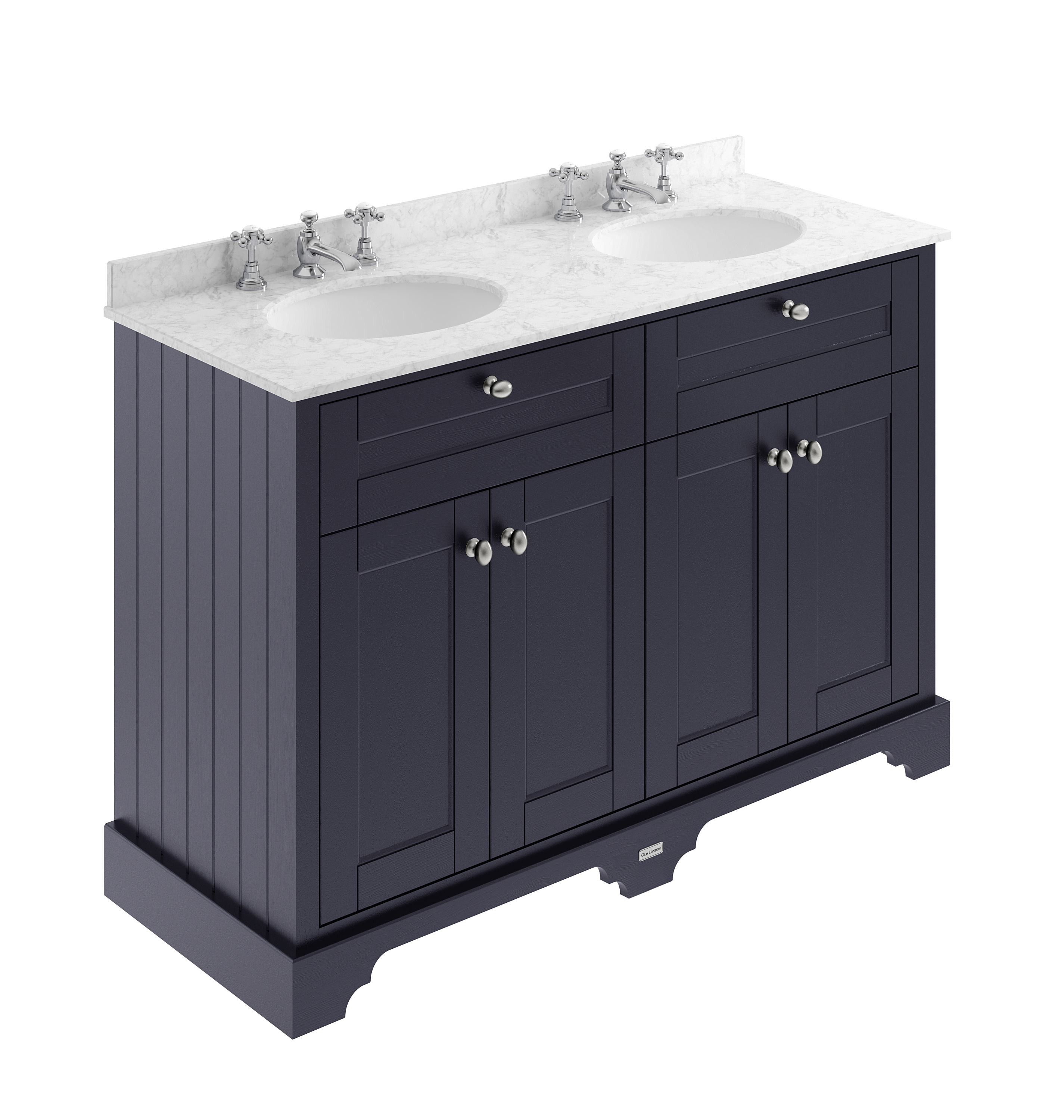 Hudson Reed Old London Twilight Blue 1200mm Vanity Unit and Double Marble Top 3TH LOF368
