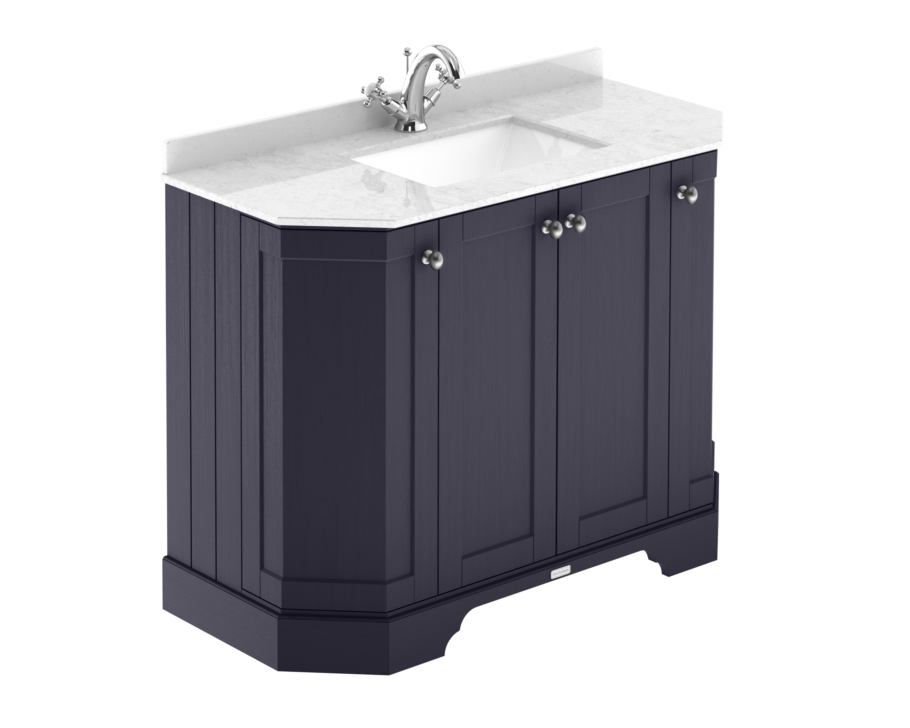 Hudson Reed Old London Twilight Blue 1000mm 4 Door Angled Unit and Marble Top 1TH LOF383