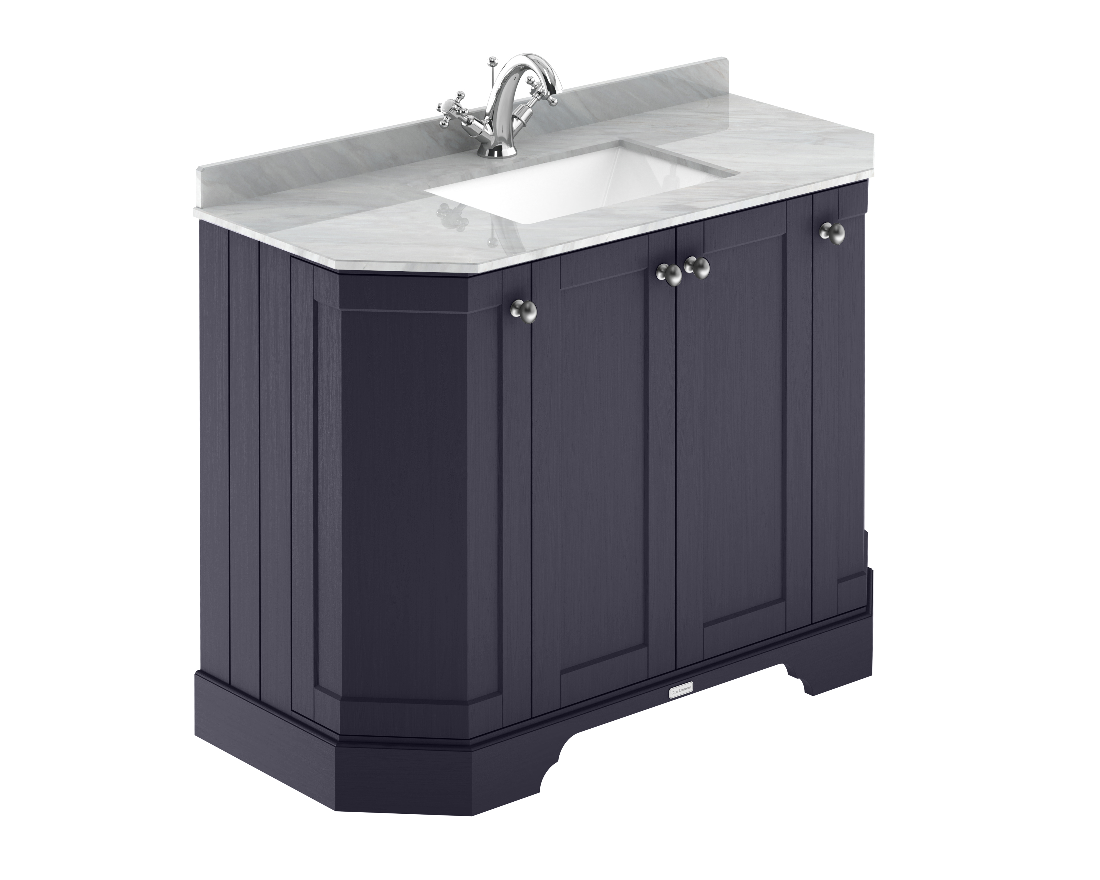 Hudson Reed Old London Twilight Blue 1000mm 4 Door Angled Unit and Marble Top 1TH LOF384