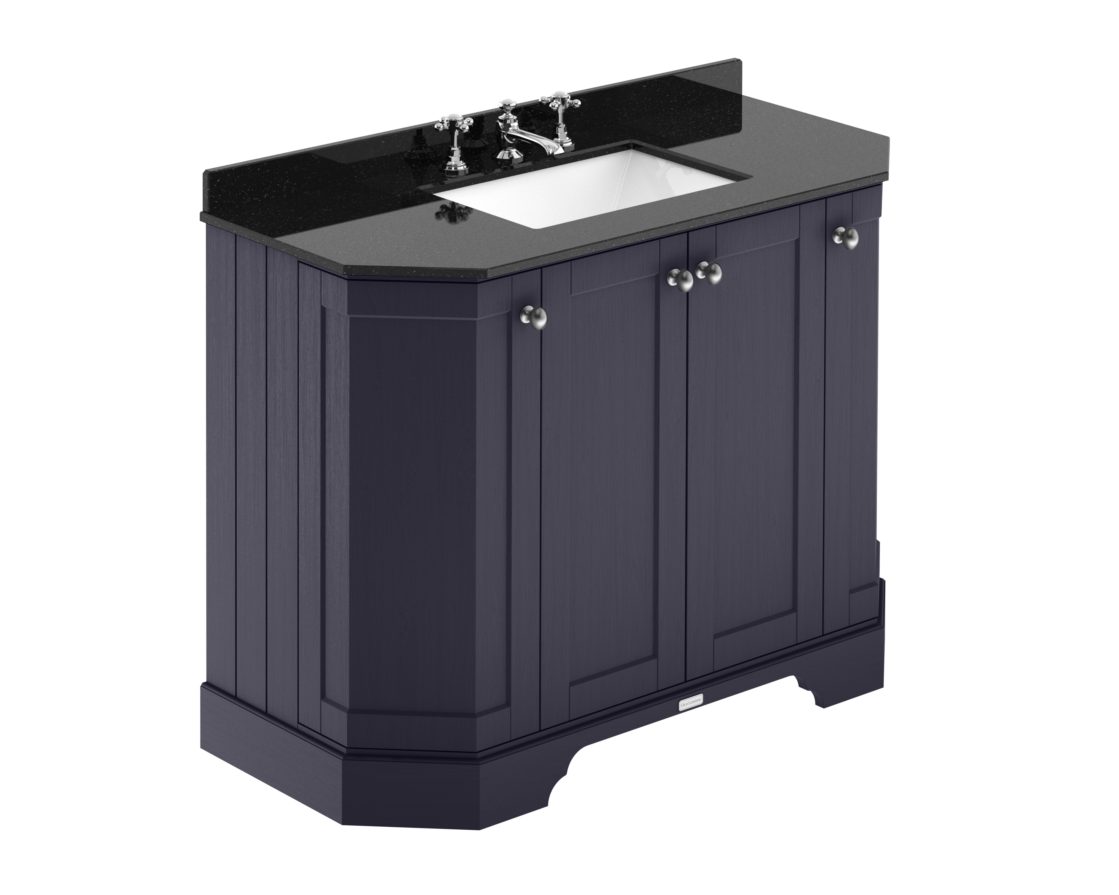 Hudson Reed Old London Twilight Blue 1000mm 4 Door Angled Unit and Marble Top 3TH LOF385