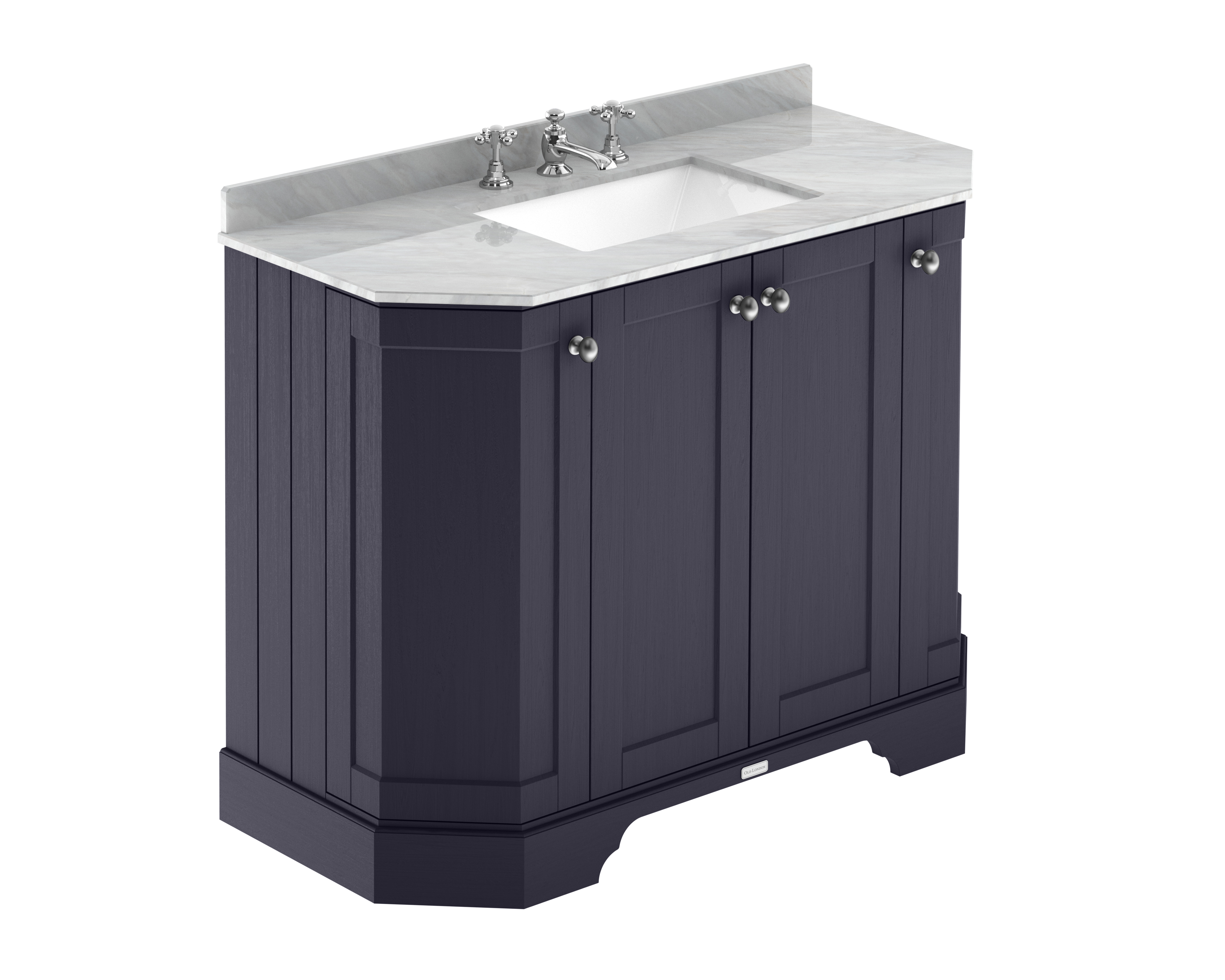 Hudson Reed Old London Twilight Blue 1000mm 4 Door Angled Unit and Marble Top 3TH LOF387