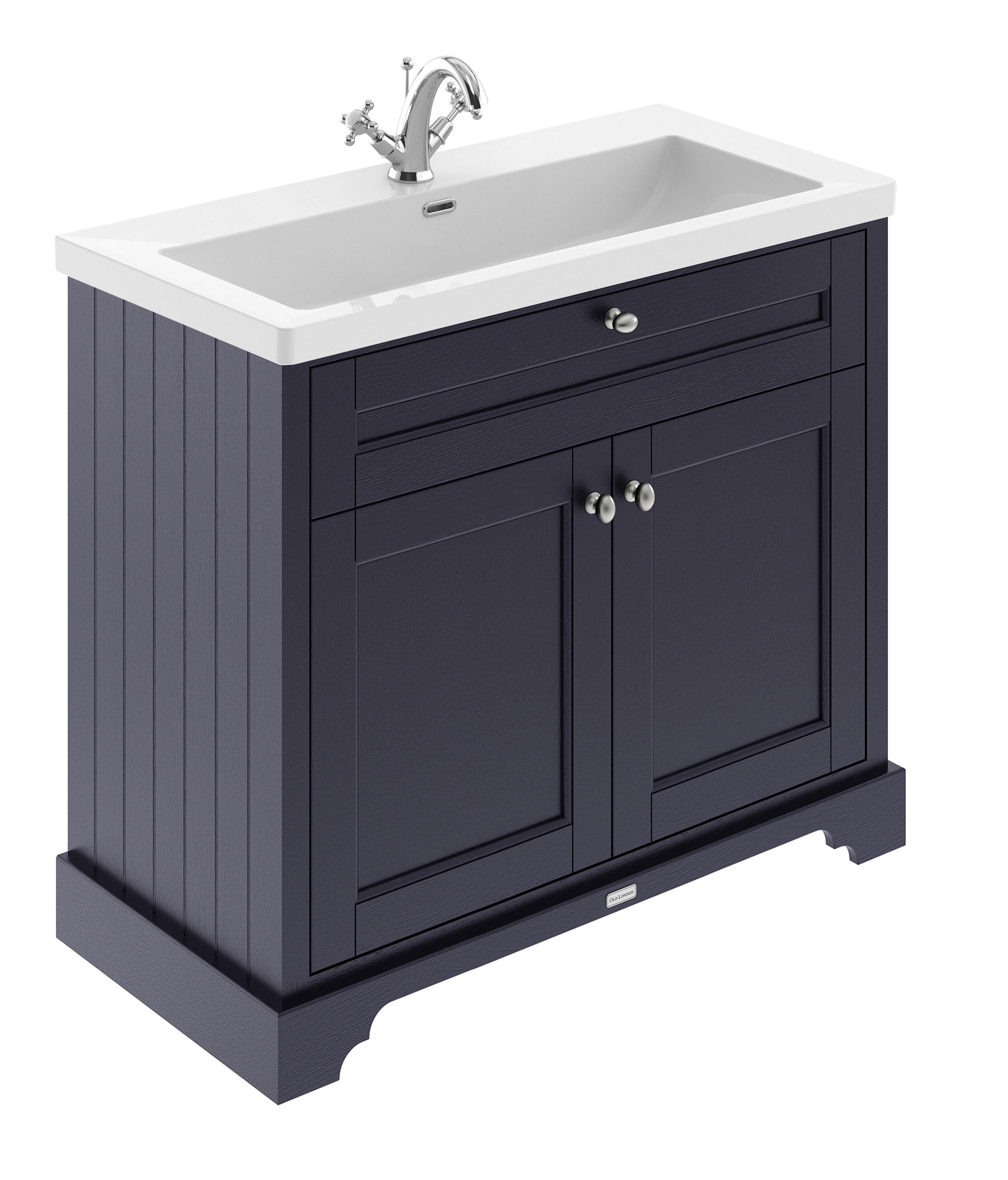 Hudson Reed Old London Twilight Blue 1000mm 2 Door Unit and Contemporary Fireclay Basin 1TH LOF388