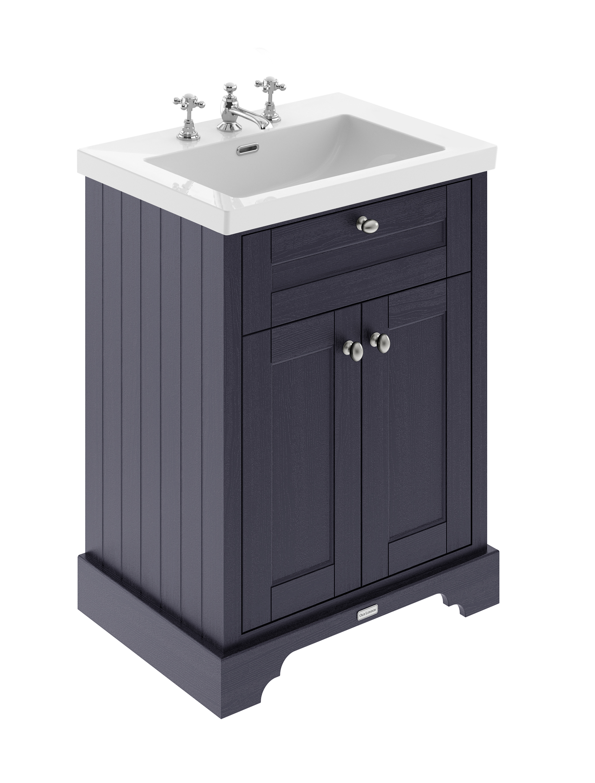 Hudson Reed Old London Twilight Blue 600mm 2 Door Unit and Contemporary Fireclay Basin 3TH LOF390