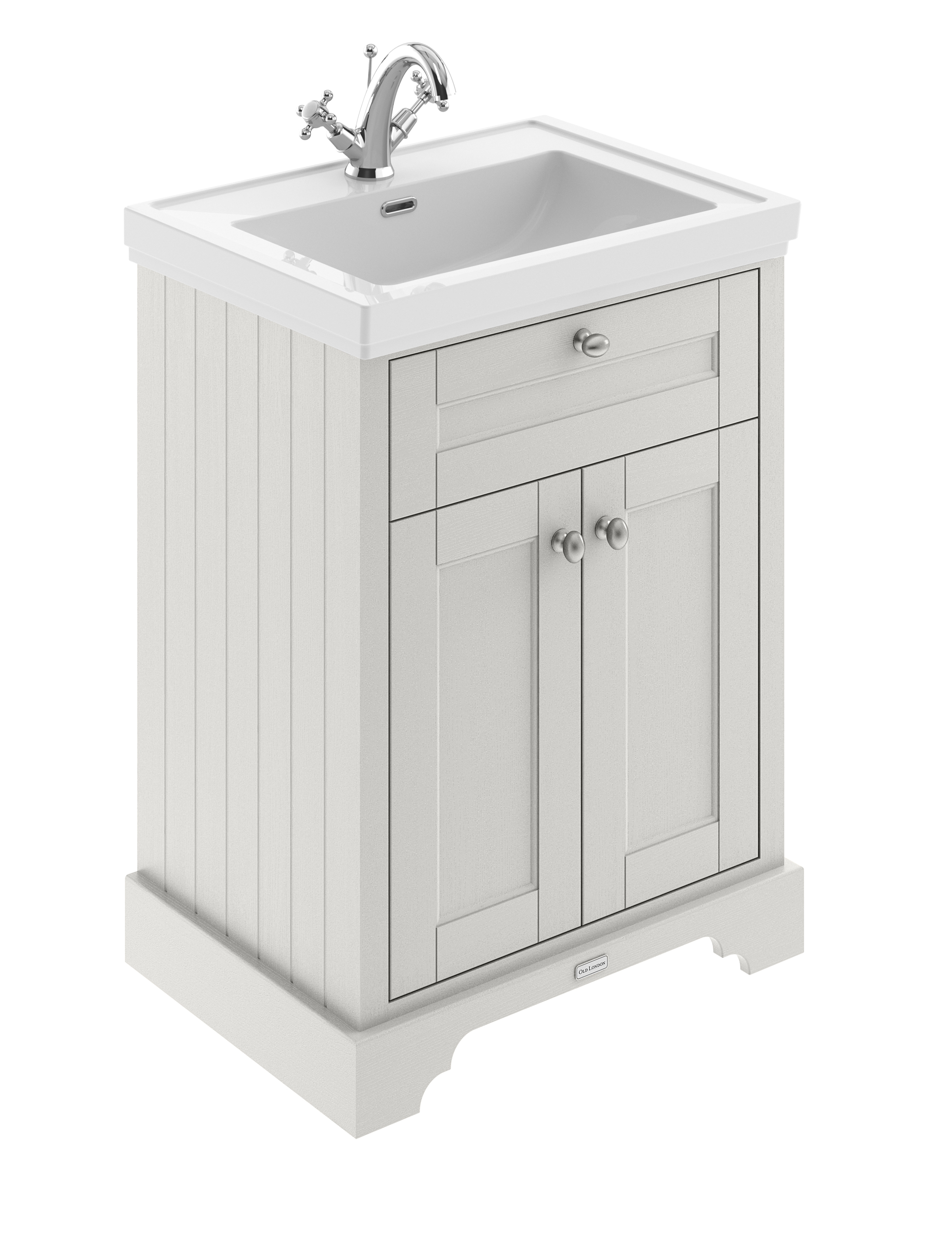 Hudson Reed Old London Timeless Sand 600mm 2 Door Unit and Contemporary Fireclay Basin 1TH LOF401