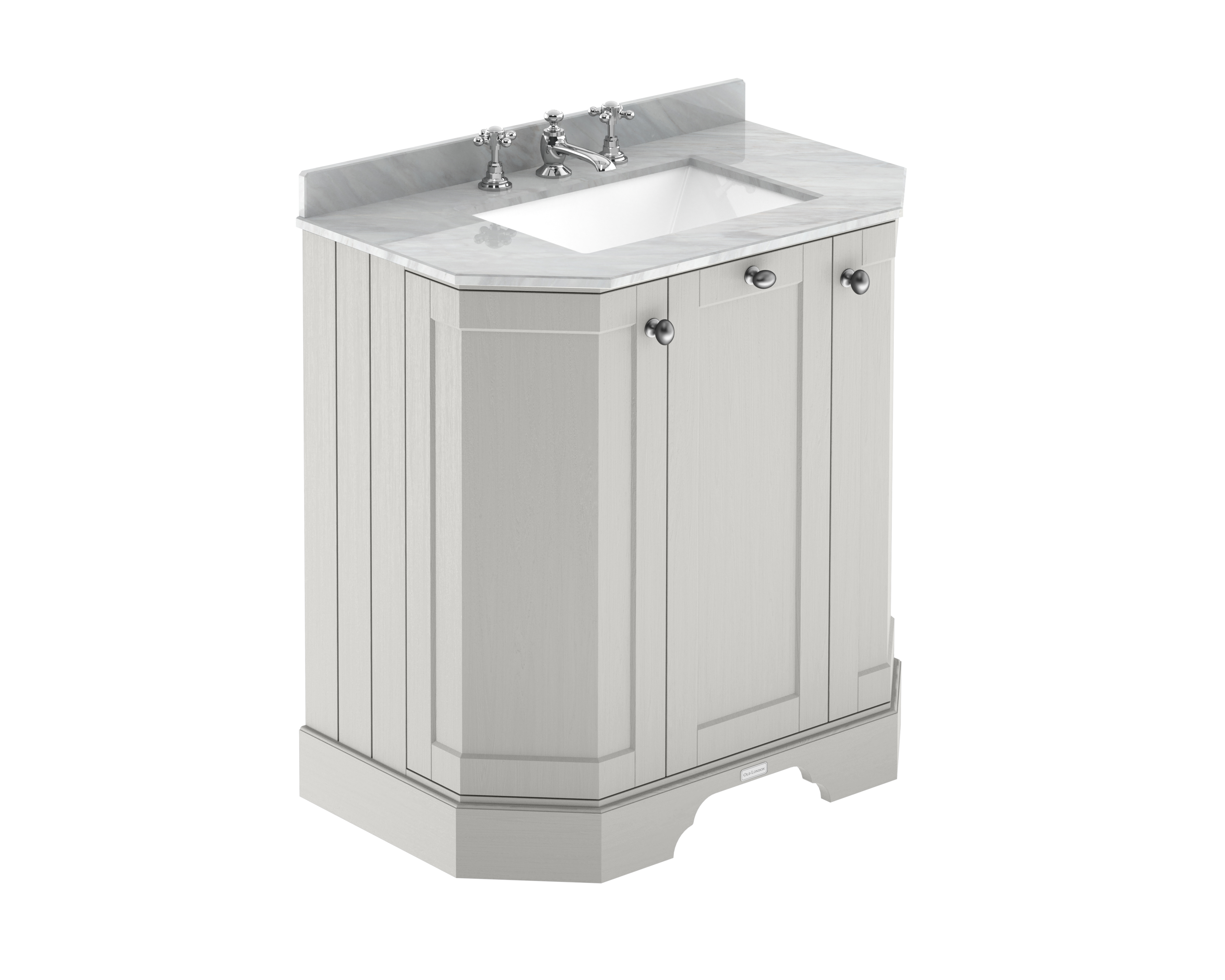 Hudson Reed Old London Timeless Sand 750mm 3 Door Angled Unit and Marble Top 3TH LOF413