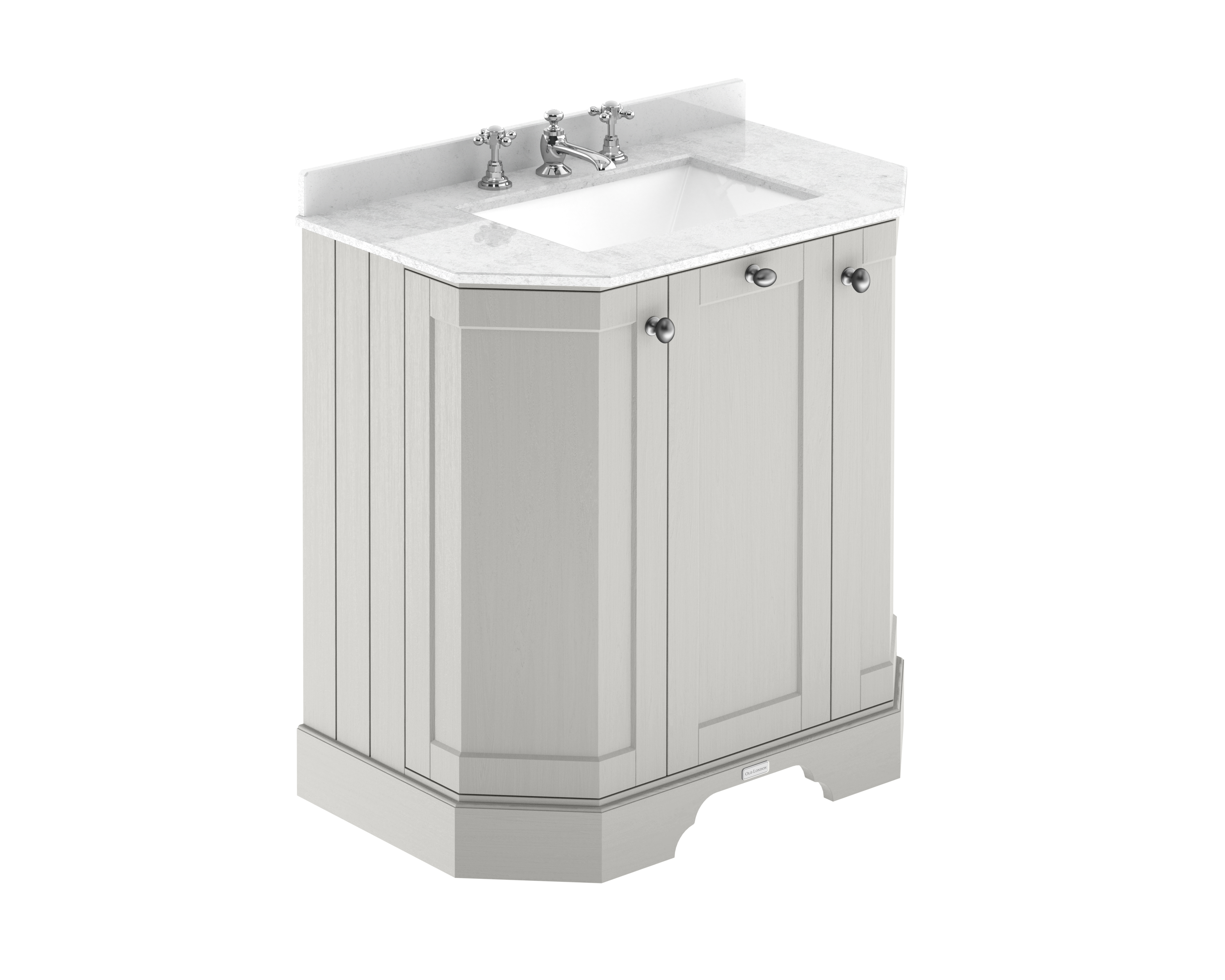 Hudson Reed Old London Timeless Sand 750mm 3 Door Angled Unit and Marble Top 3TH LOF414