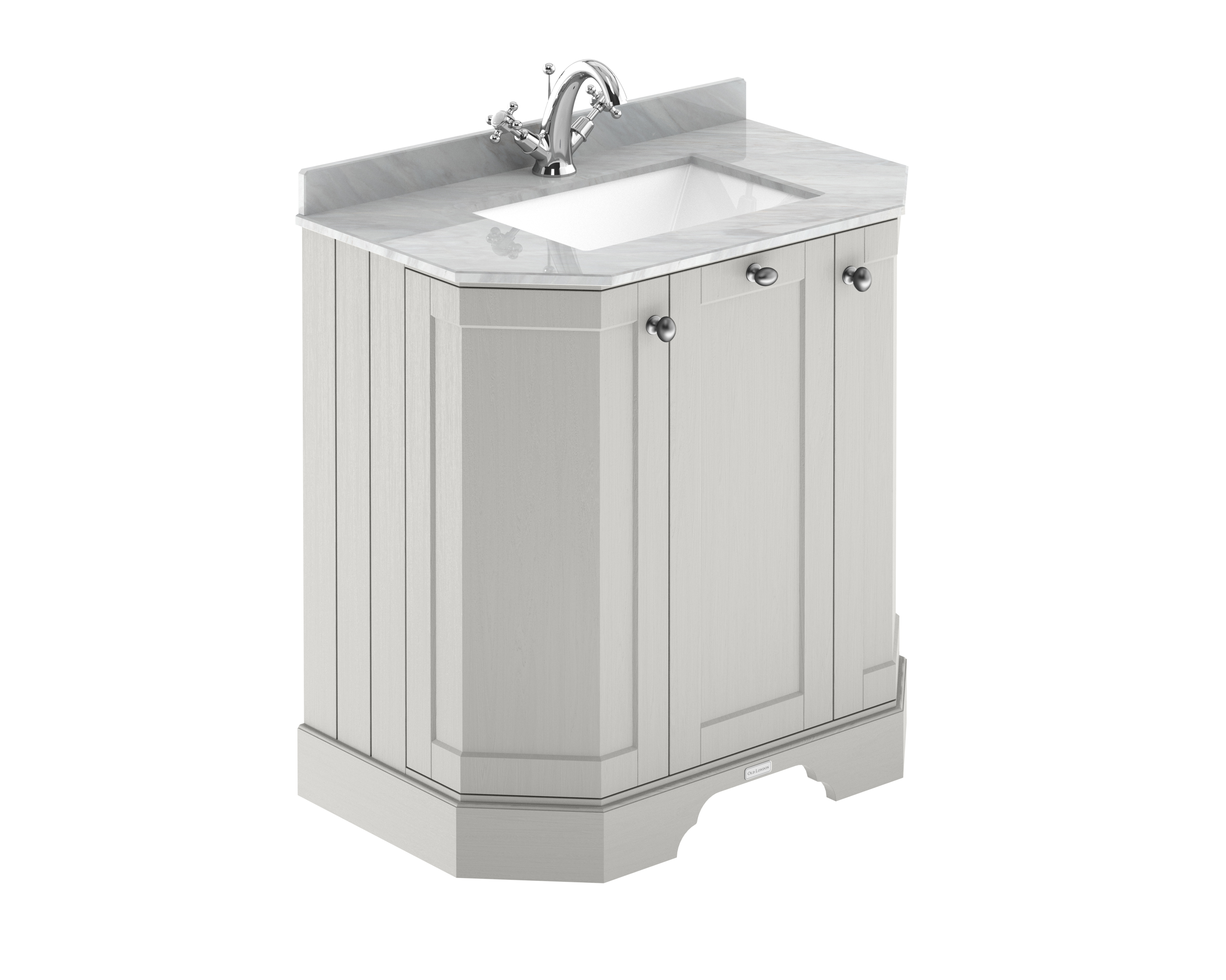Hudson Reed Old London Timeless Sand 750mm 3 Door Angled Unit and Marble Top 1TH LOF416