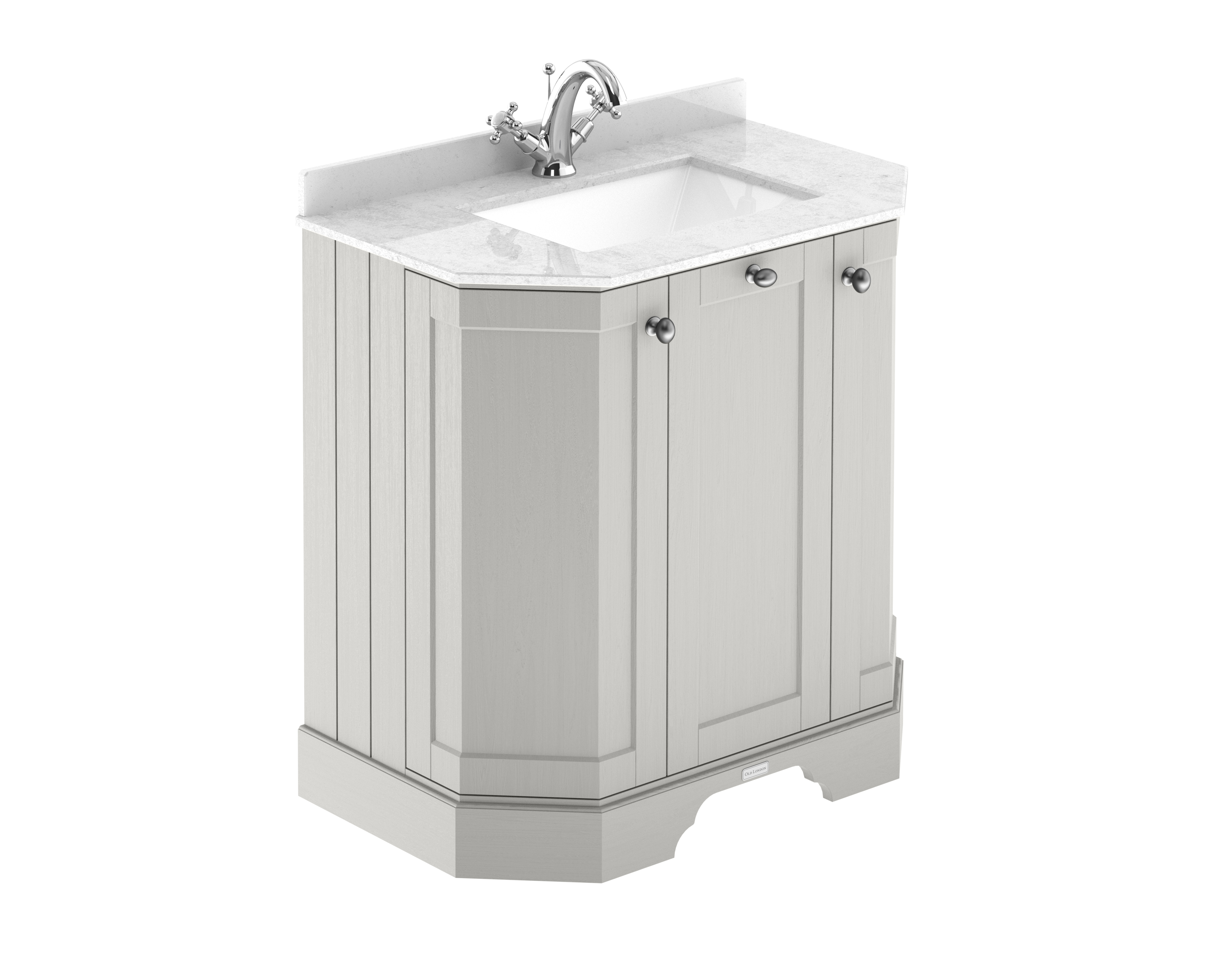 Hudson Reed Old London Timeless Sand 750mm 3 Door Angled Unit and Marble Top 1TH LOF417