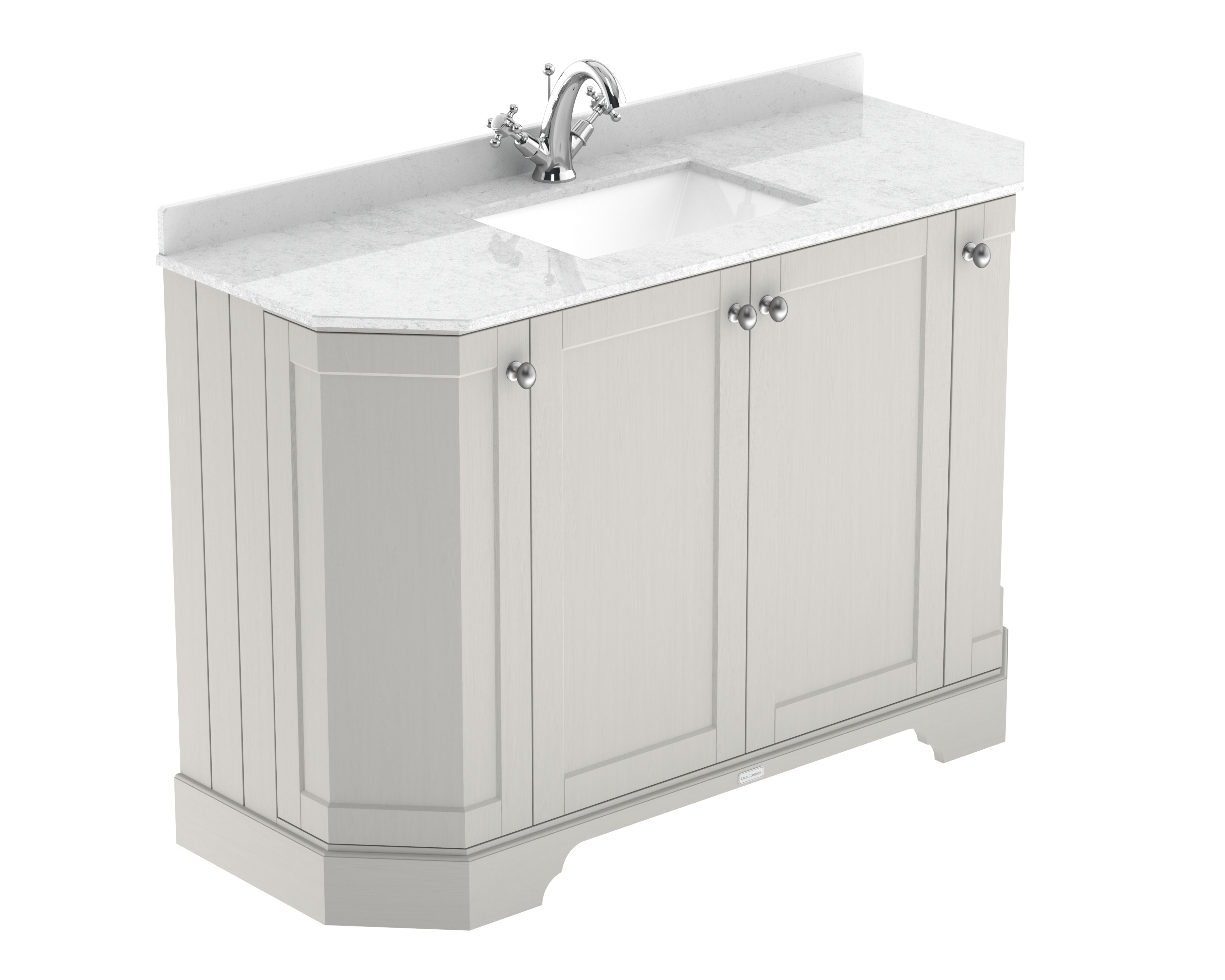 Hudson Reed Old London Timeless Sand 1200mm 4 Door Angled Vanity Unit and Marble Top 1TH LOF461