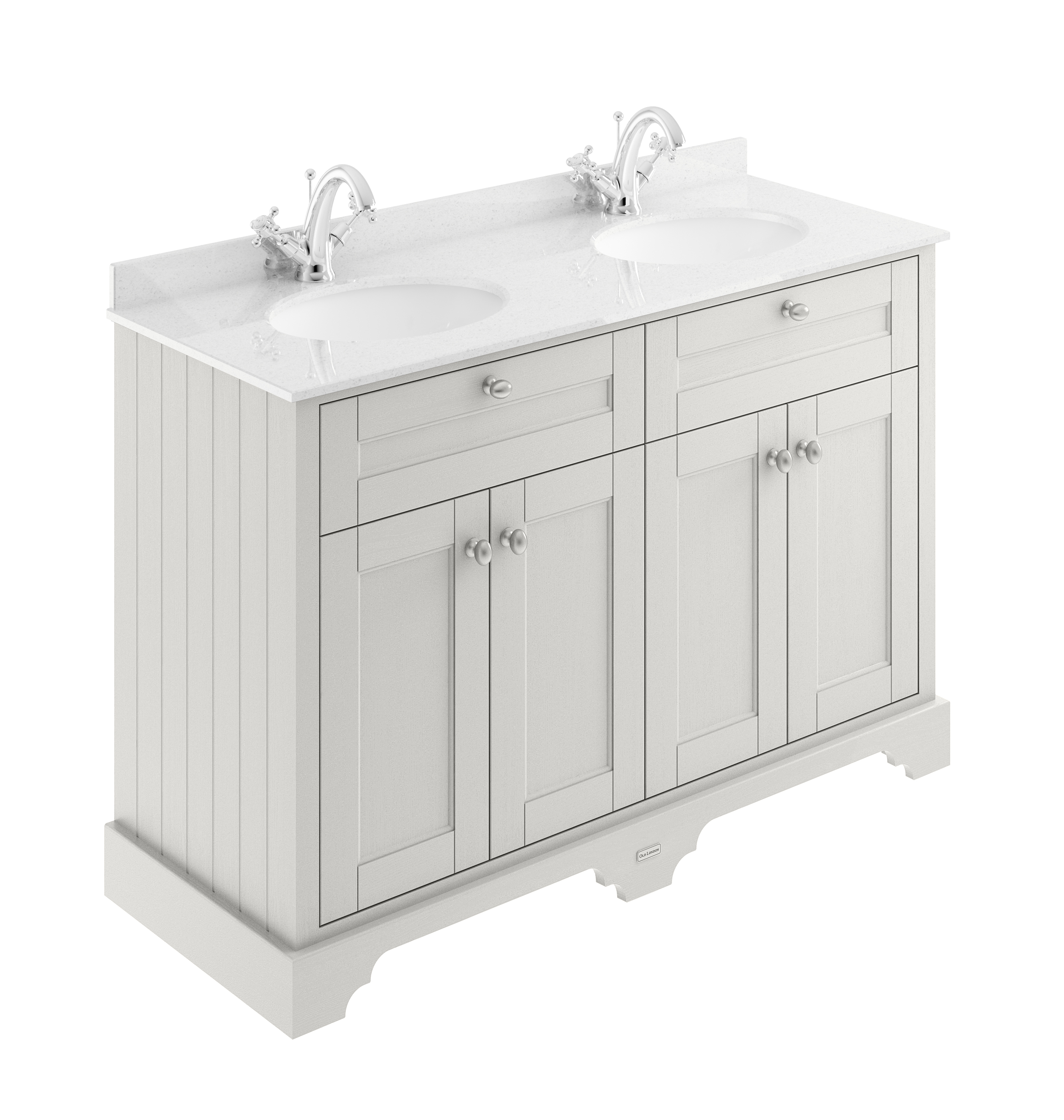 Hudson Reed Old London Timeless Sand 1200mm Vanity Unit and Double Marble Top 1TH LOF464