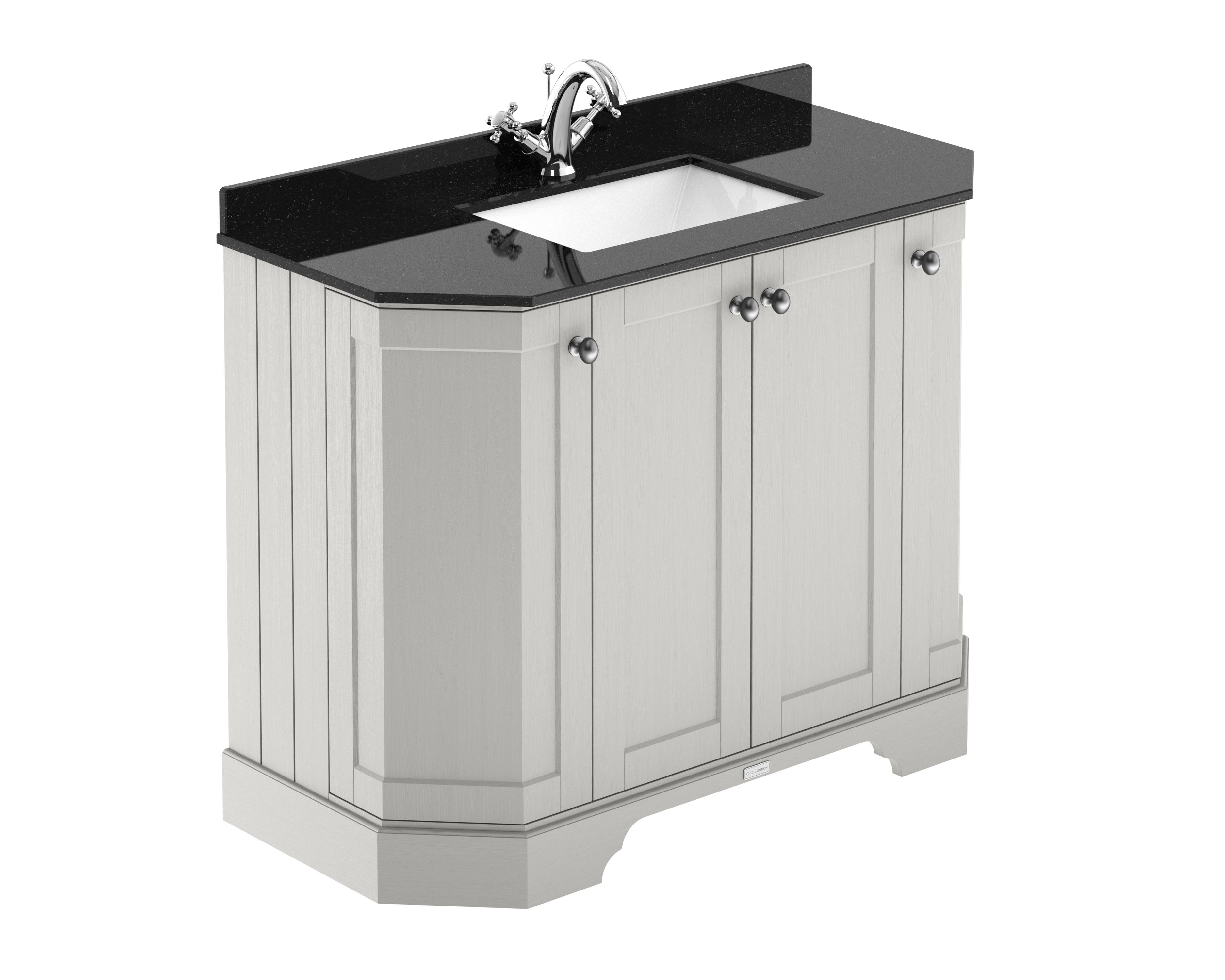 Hudson Reed Old London Timeless Sand 1000mm 4 Door Angled Vanity Unit and Marble Top 1TH LOF482