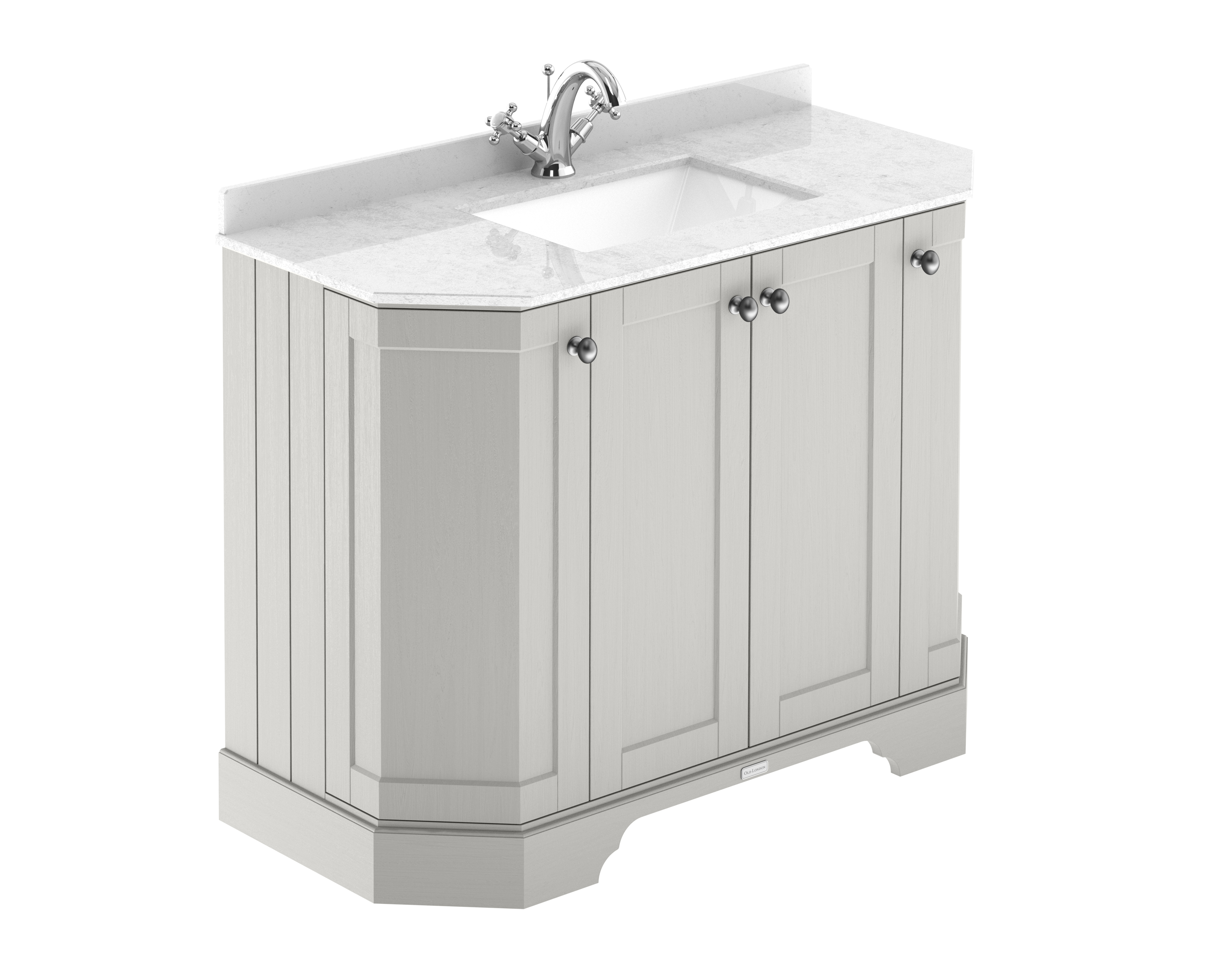 Hudson Reed Old London Timeless Sand 1000mm 4 Door Angled Vanity Unit and Marble Top 1TH LOF483