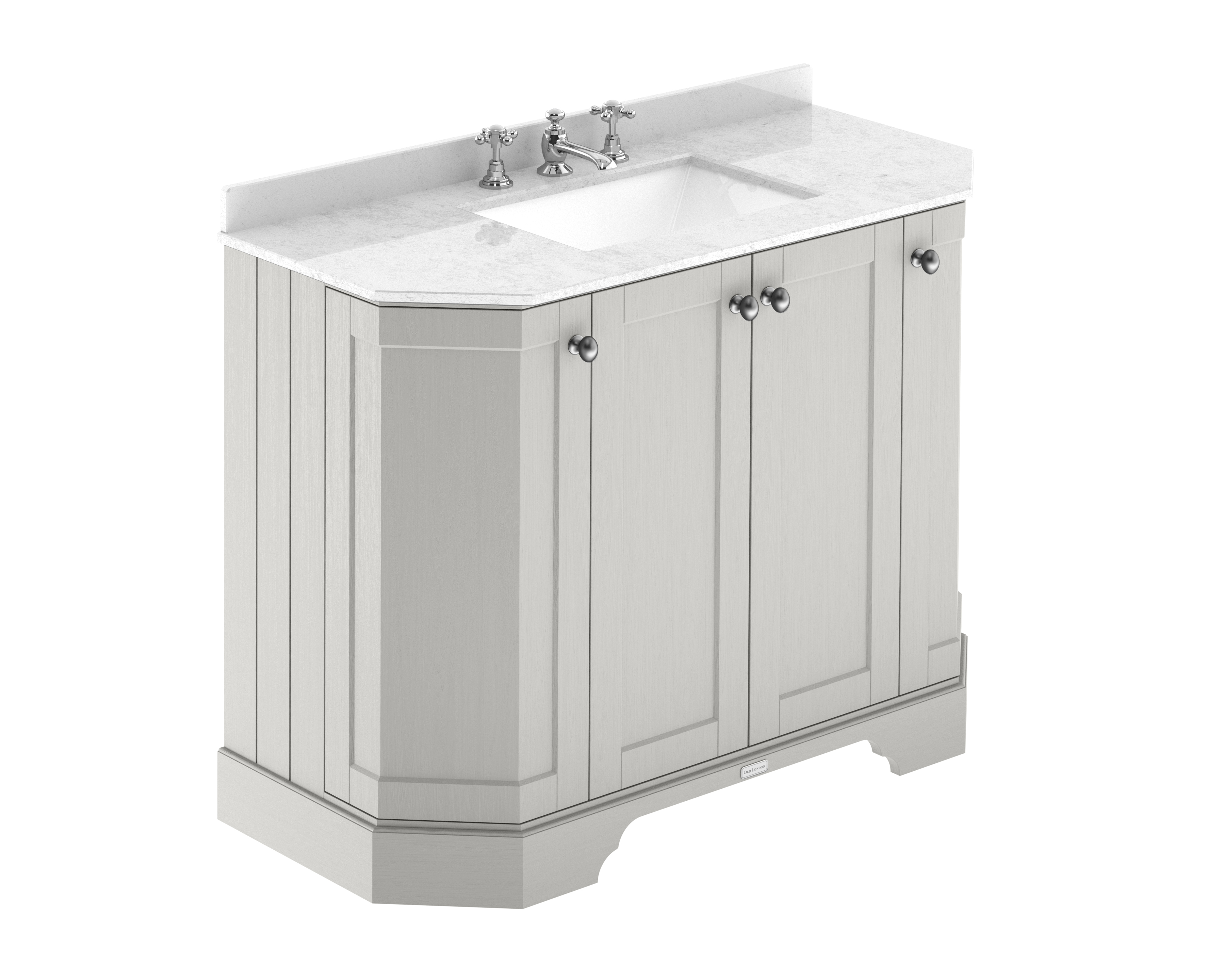 Hudson Reed Old London Timeless Sand 1000mm 4 Door Angled Vanity Unit and Marble Top 3TH LOF486