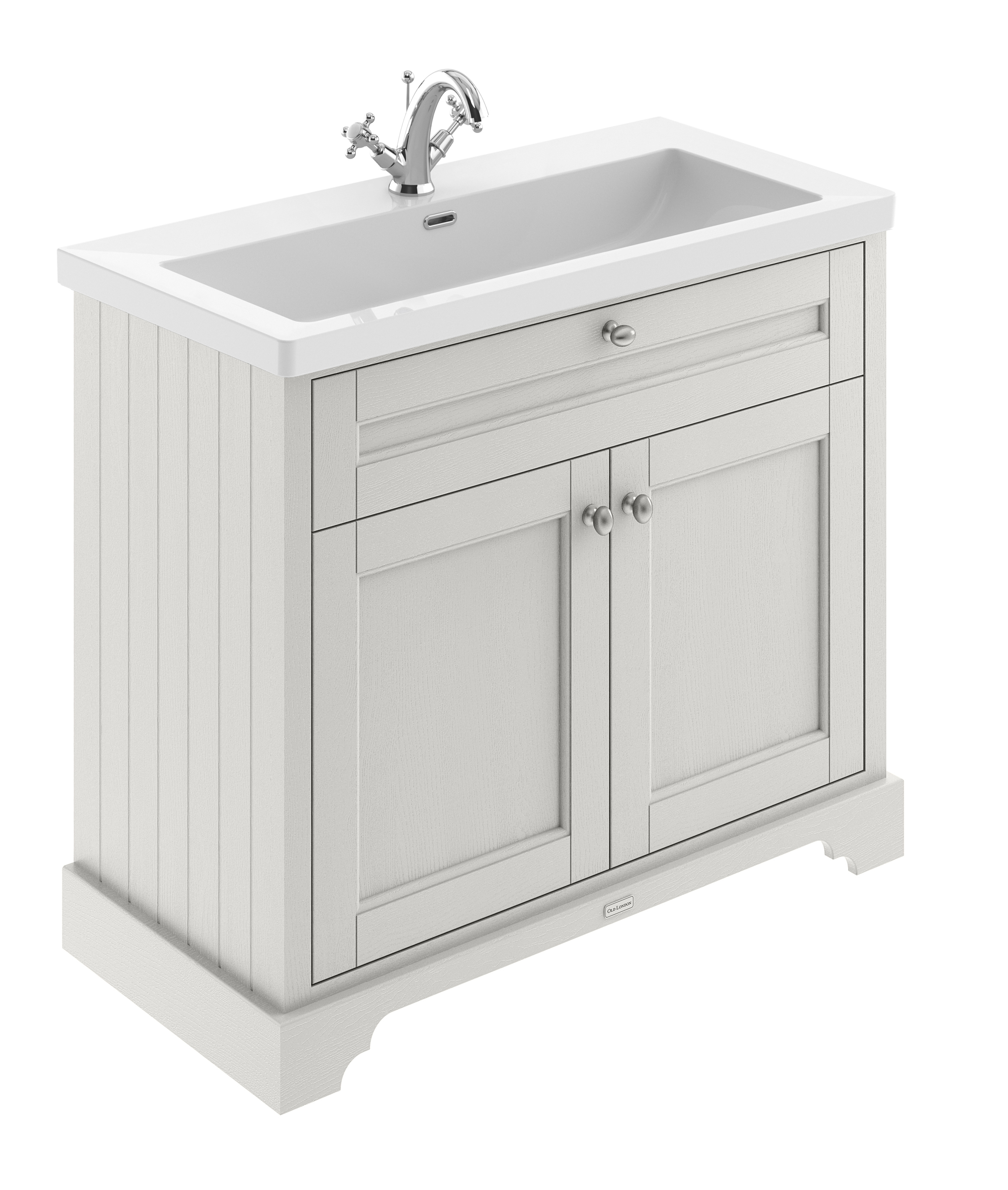 Hudson Reed Old London Timeless Sand 1000mm 2 Door Unit and Contemporary Fireclay Basin 1TH LOF488