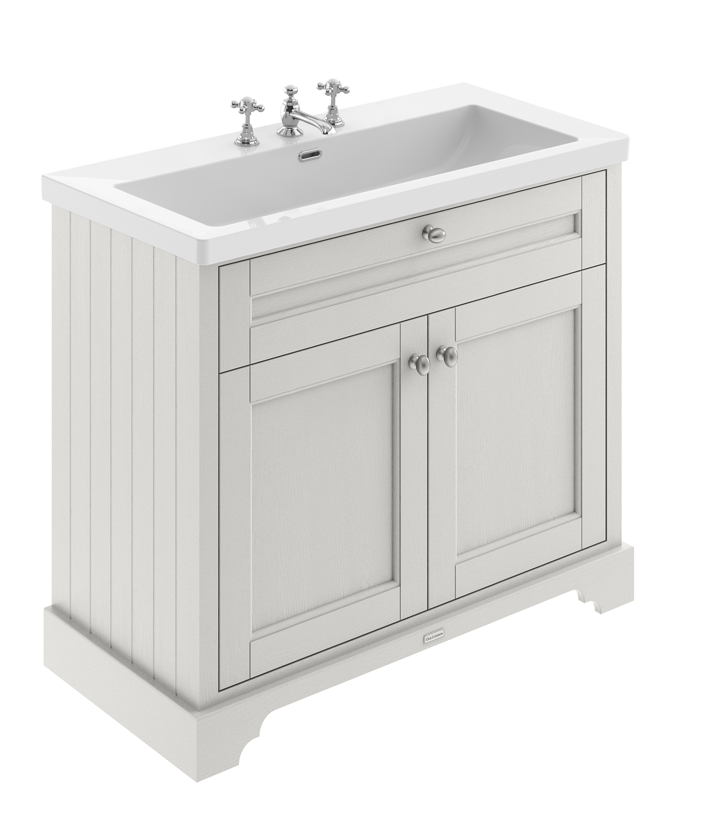 Hudson Reed Old London Timeless Sand 1000mm 2 Door Unit and Contemporary Fireclay Basin 3TH LOF489