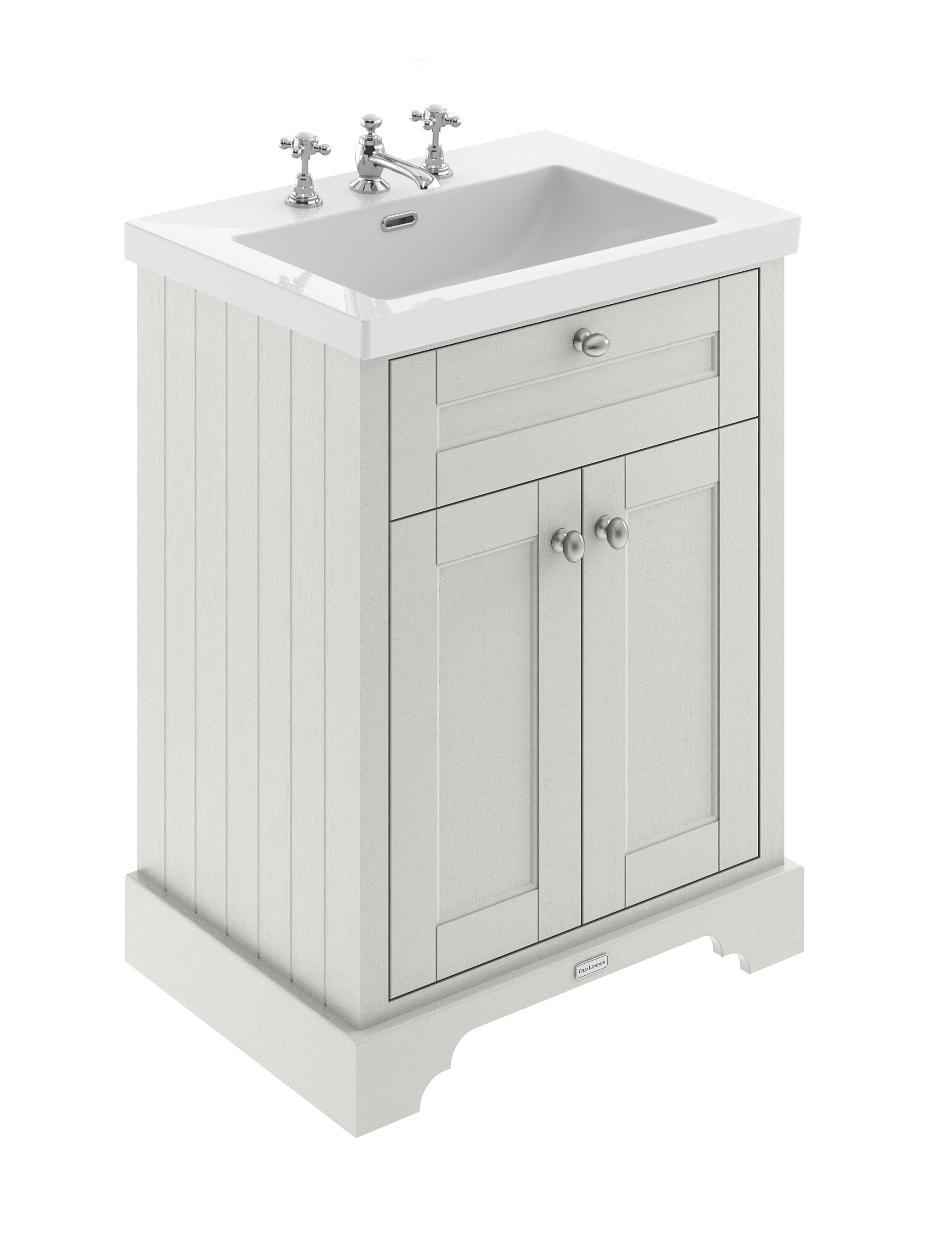 Hudson Reed Old London Timeless Sand 600mm 2 Door Unit and Contemporary Fireclay Basin 3TH LOF490
