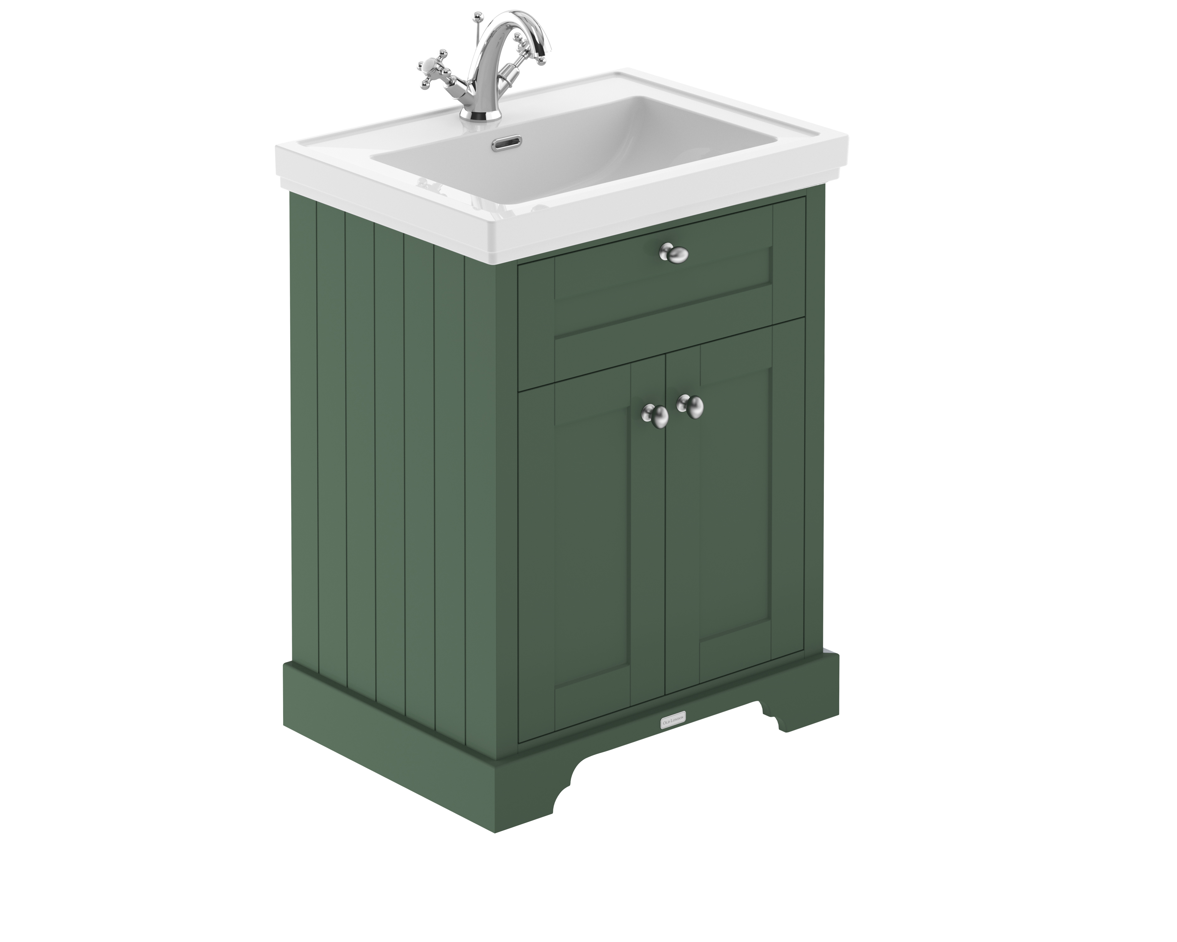 Hudson Reed Old London Hunter Green 600mm 2 Door Unit and Contemporary Fireclay Basin 1TH LOF801