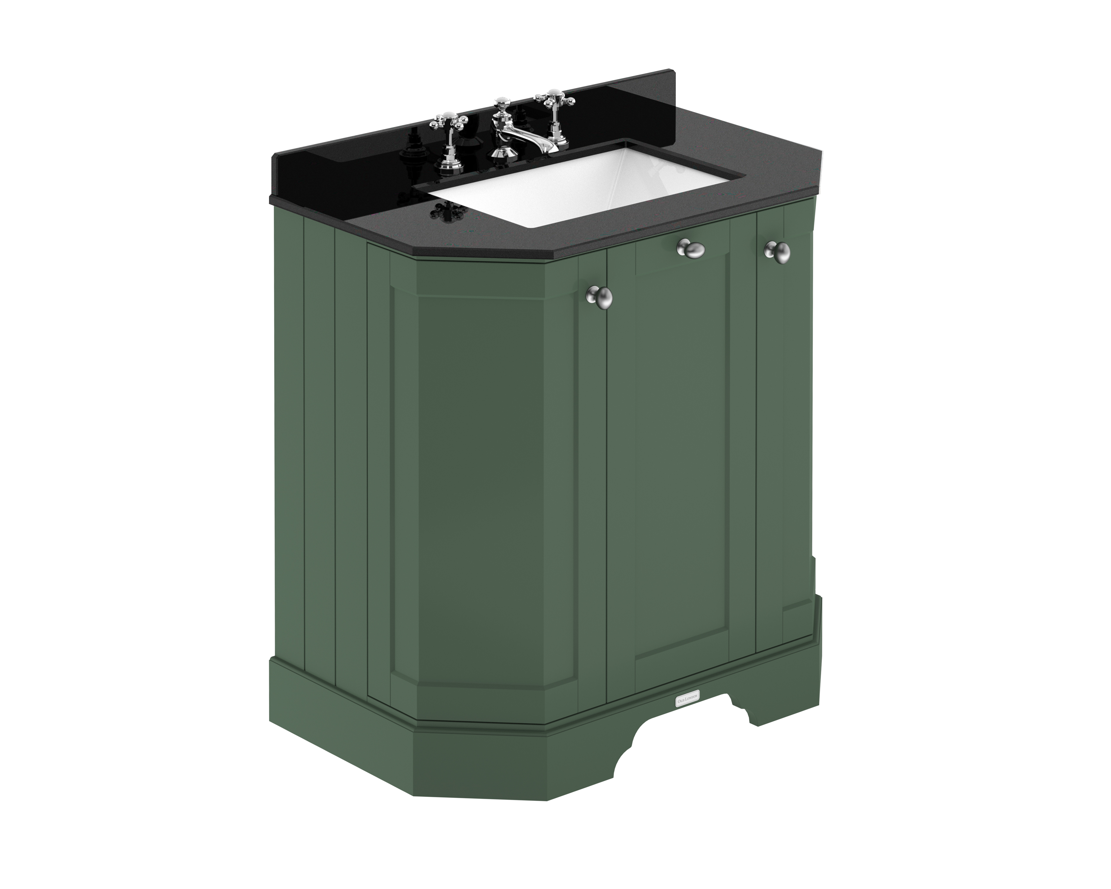 Hudson Reed Old London Hunter Green 750mm 3 Door Angled Unit and Marble Top 3TH LOF815