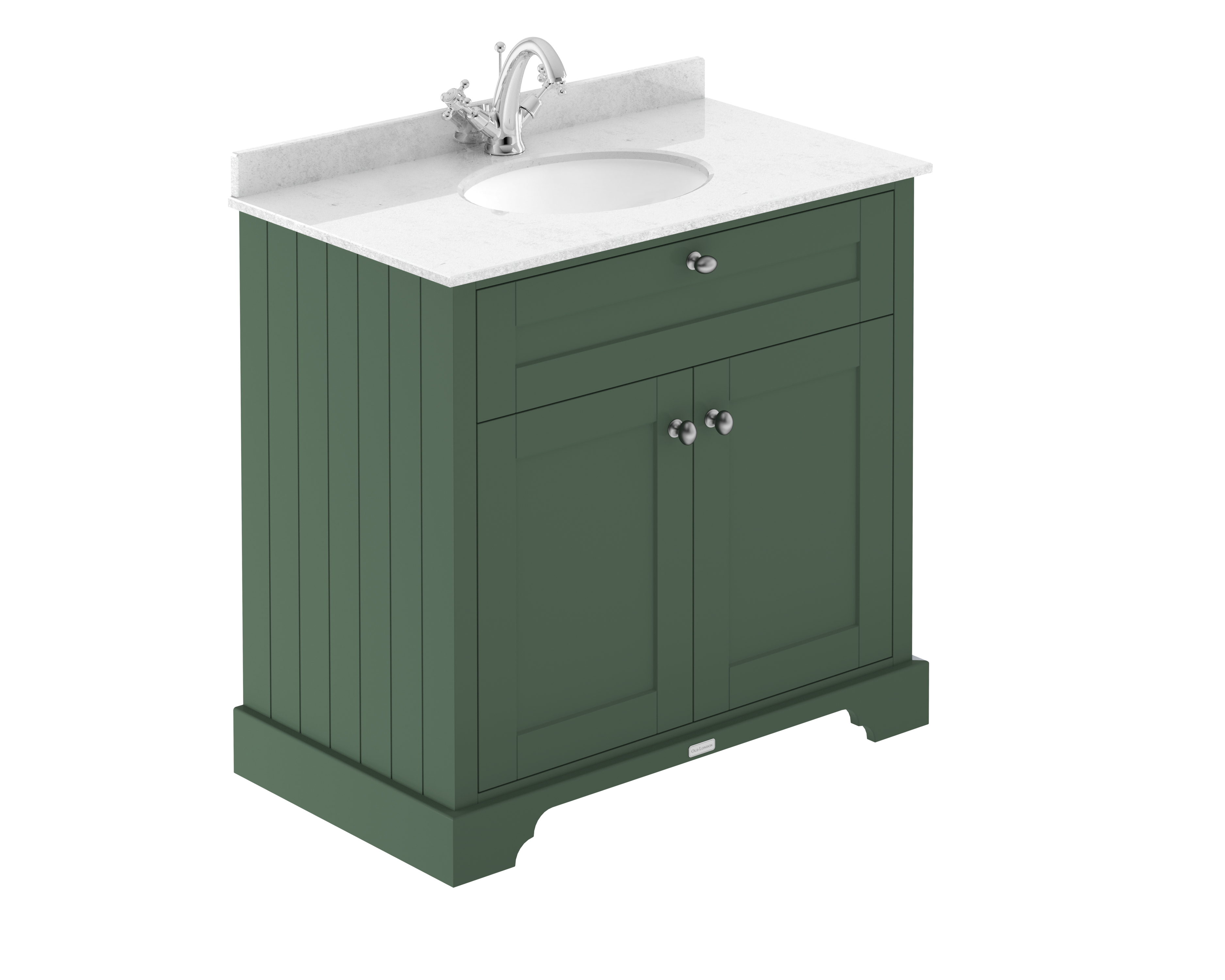 Hudson Reed Old London Hunter Green 800mm Vanity Unit and Marble Top 1TH LOF828