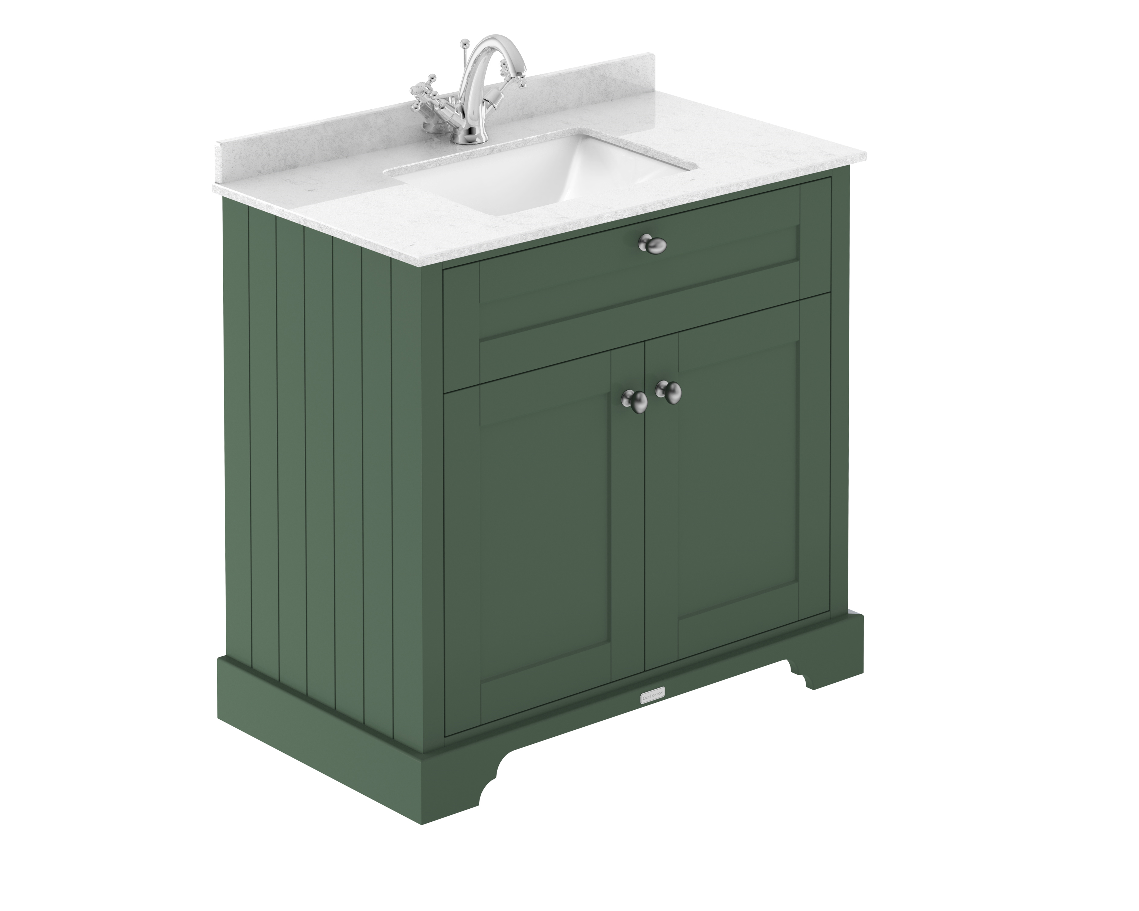 Hudson Reed Old London Hunter Green 800mm Vanity Unit and Marble Top 1TH LOF828S