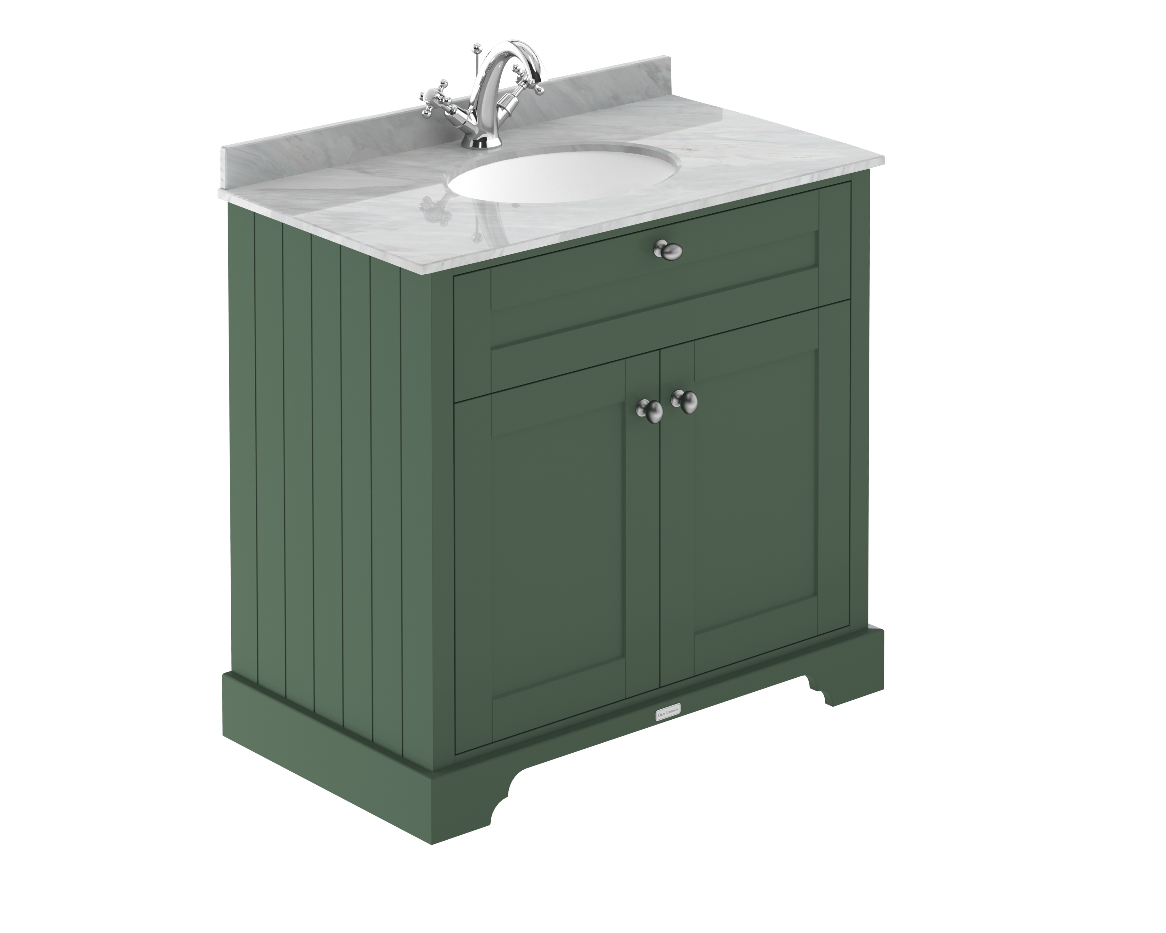 Hudson Reed Old London Hunter Green 800mm Vanity Unit and Marble Top 1TH LOF829