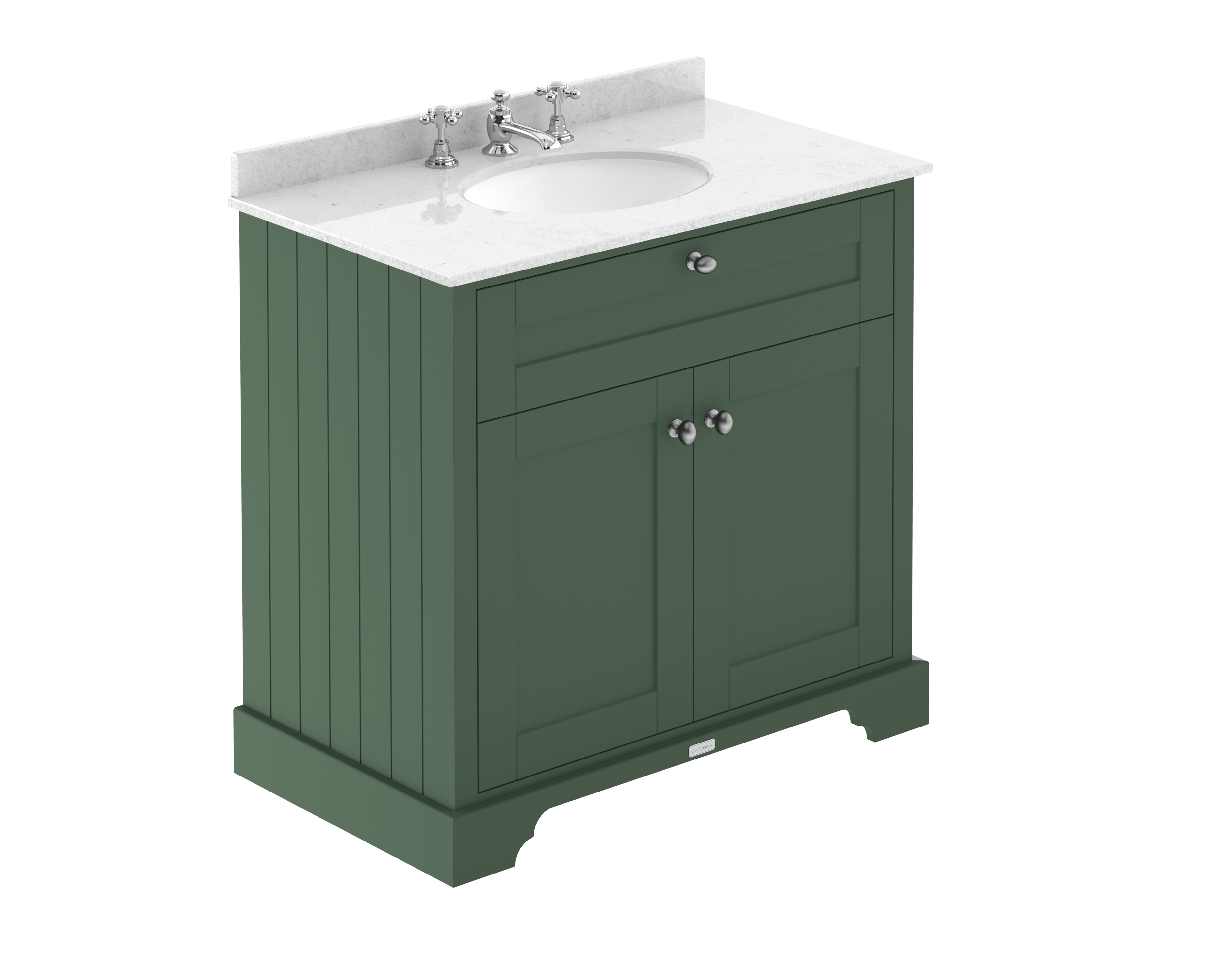 Hudson Reed Old London Hunter Green 800mm Vanity Unit and Marble Top 3TH LOF831