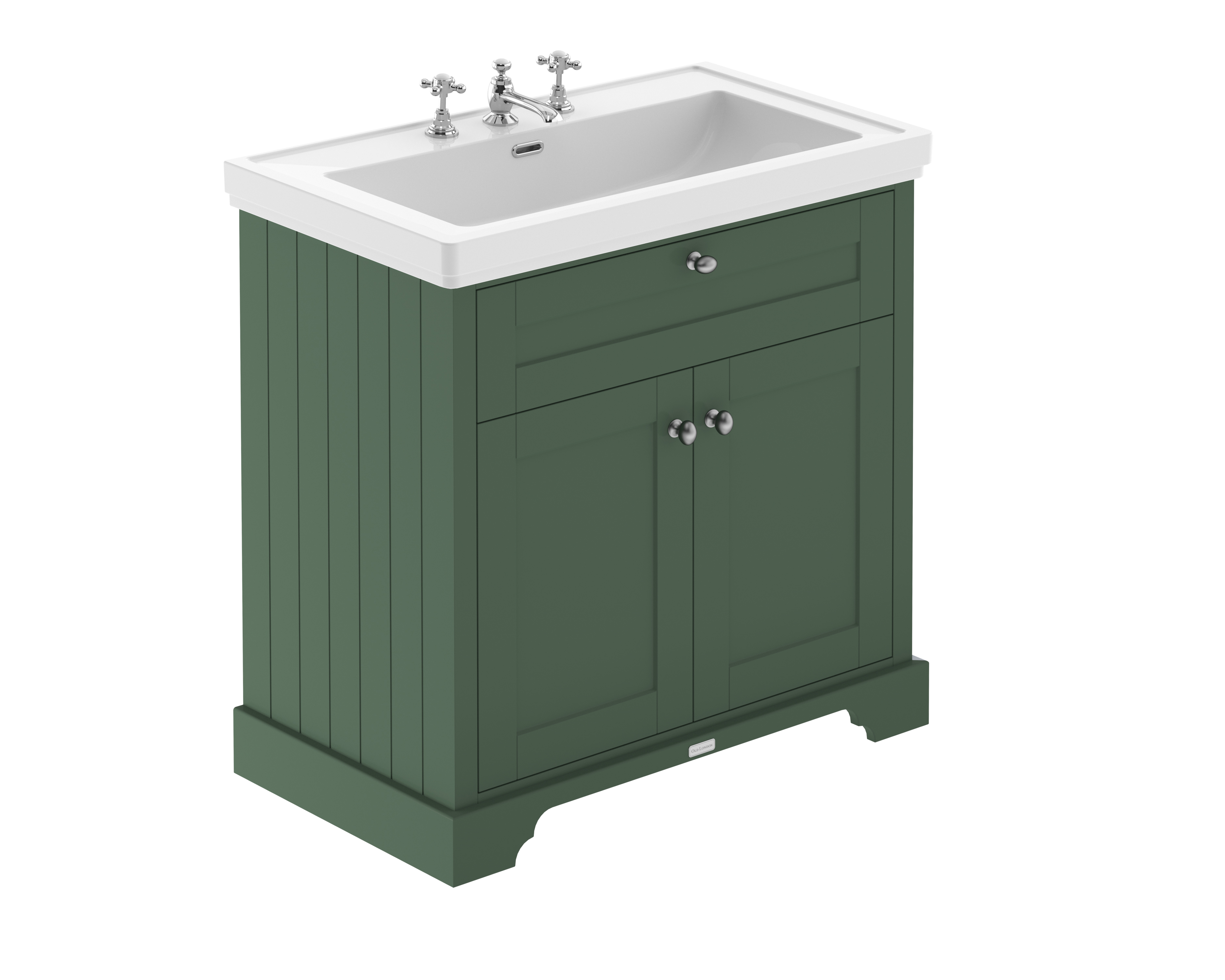 Hudson Reed Old London Hunter Green 800mm 2 Door Vanity Unit and Classic Basin 3TH LOF836