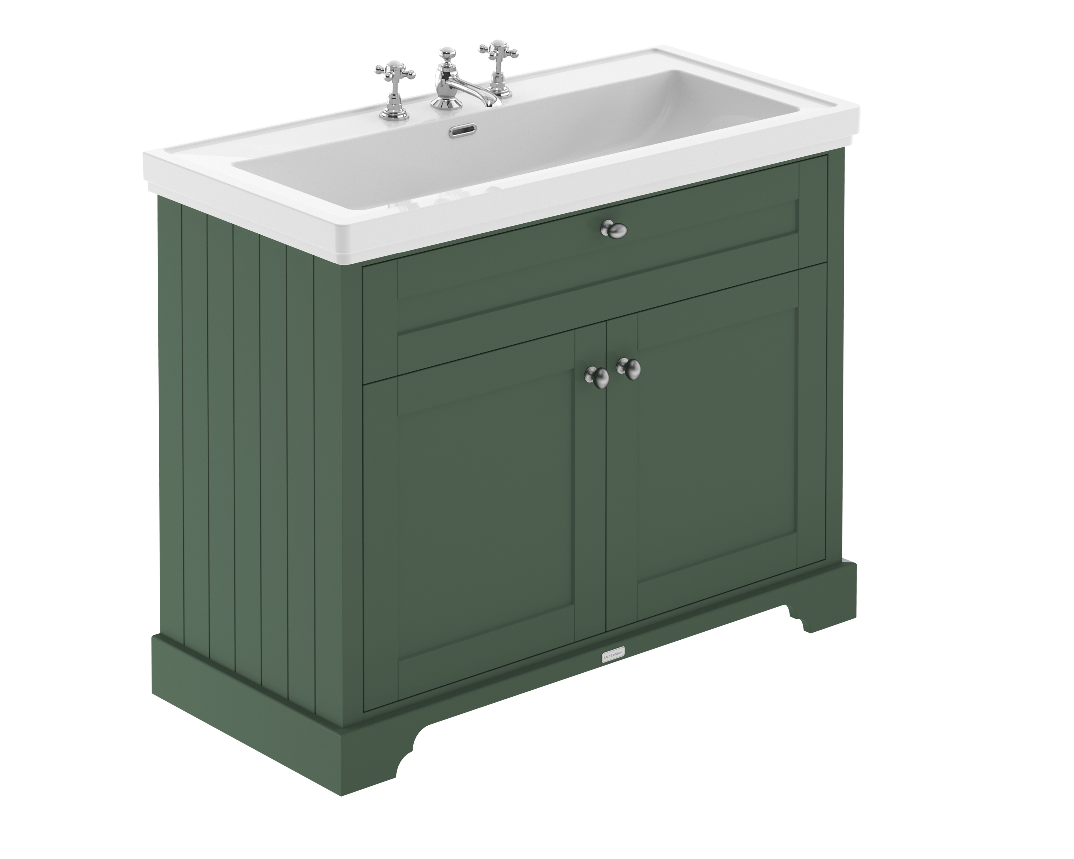 Hudson Reed Old London Hunter Green 1000mm 2 Door Unit and Classic Fireclay Basin 3TH LOF838