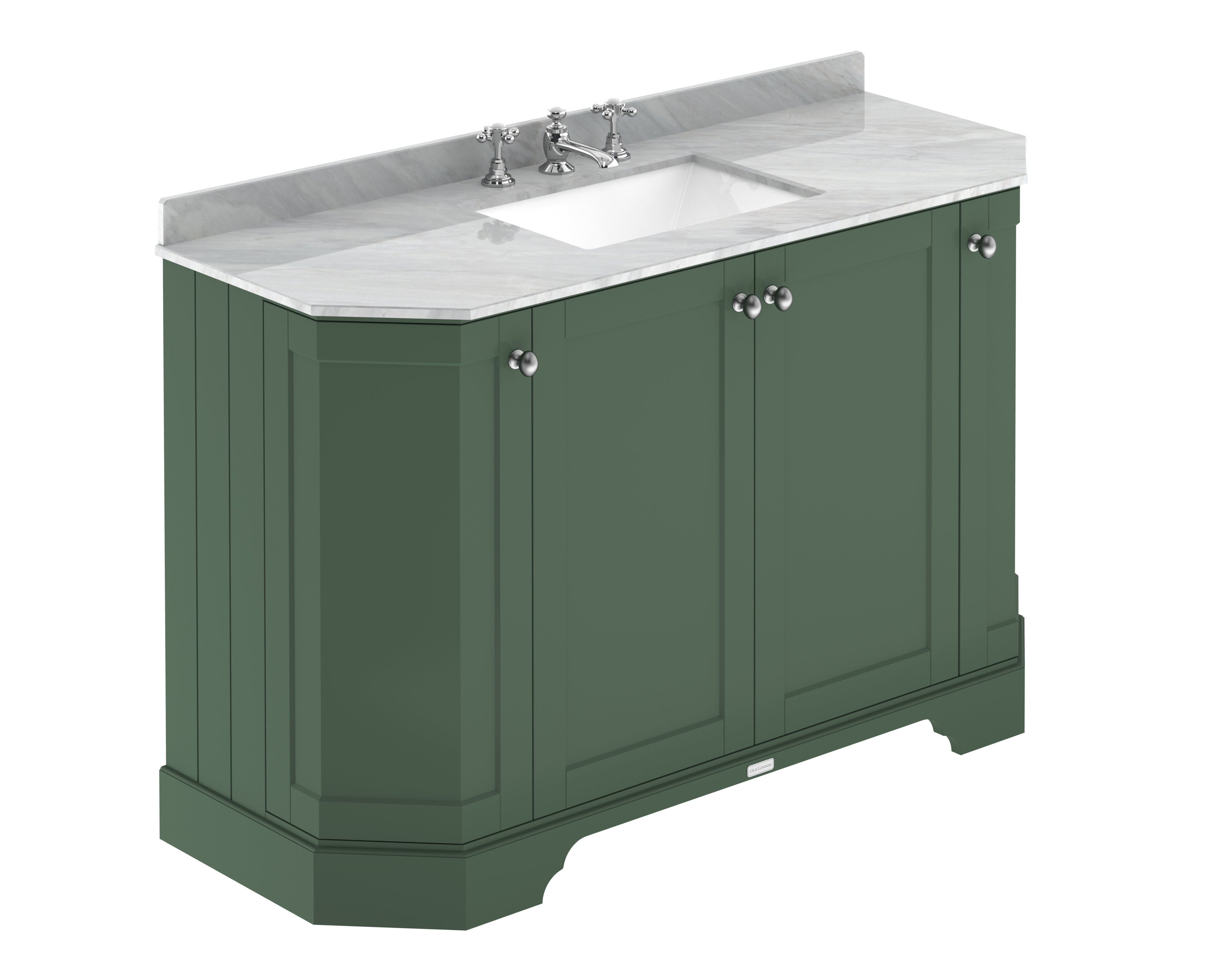 Hudson Reed Old London Hunter Green 1200mm 4 Door Angled Unit and Marble Top 3TH LOF857
