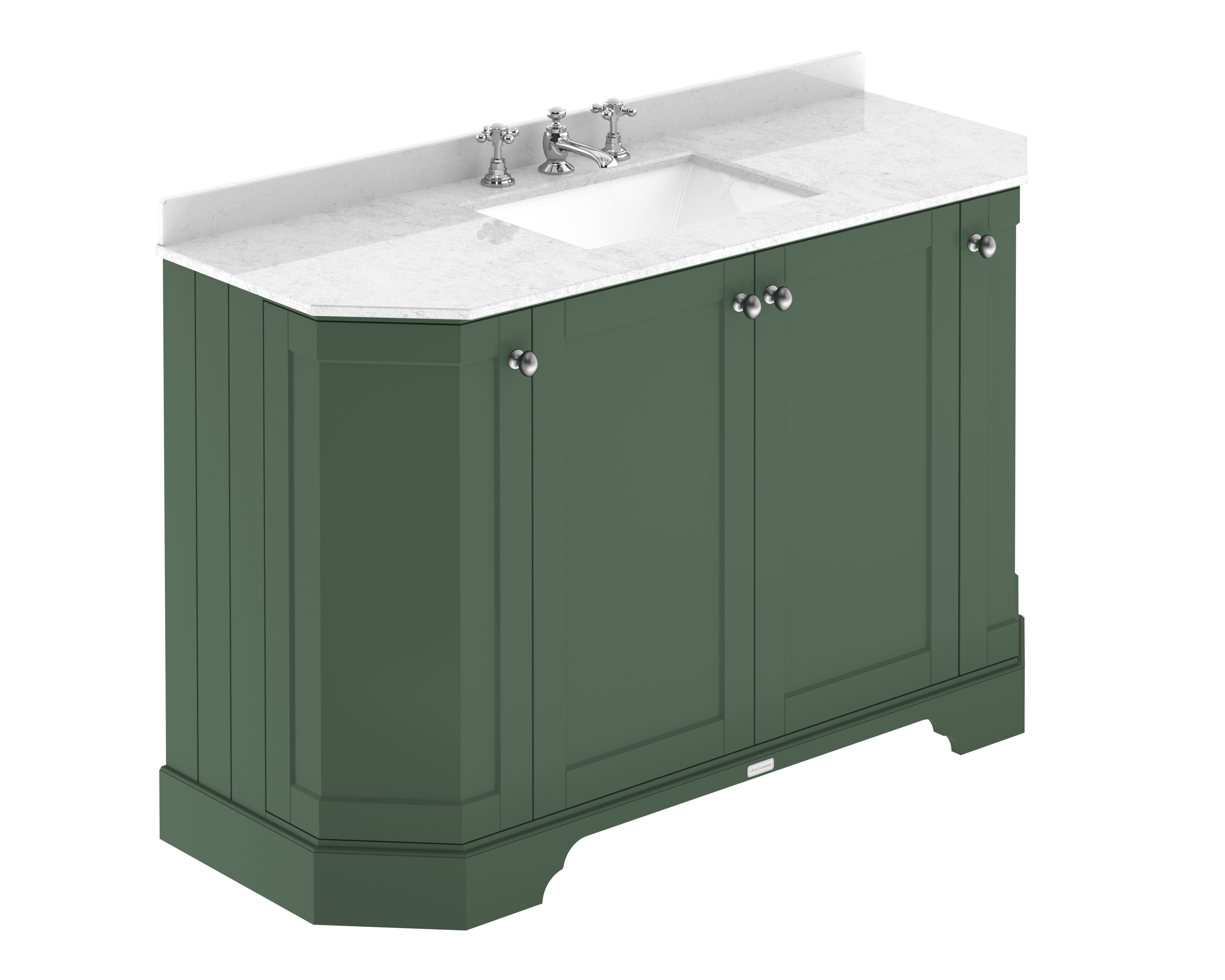 Hudson Reed Old London Hunter Green 1200mm 4 Door Angled Unit and Marble Top 3TH LOF858