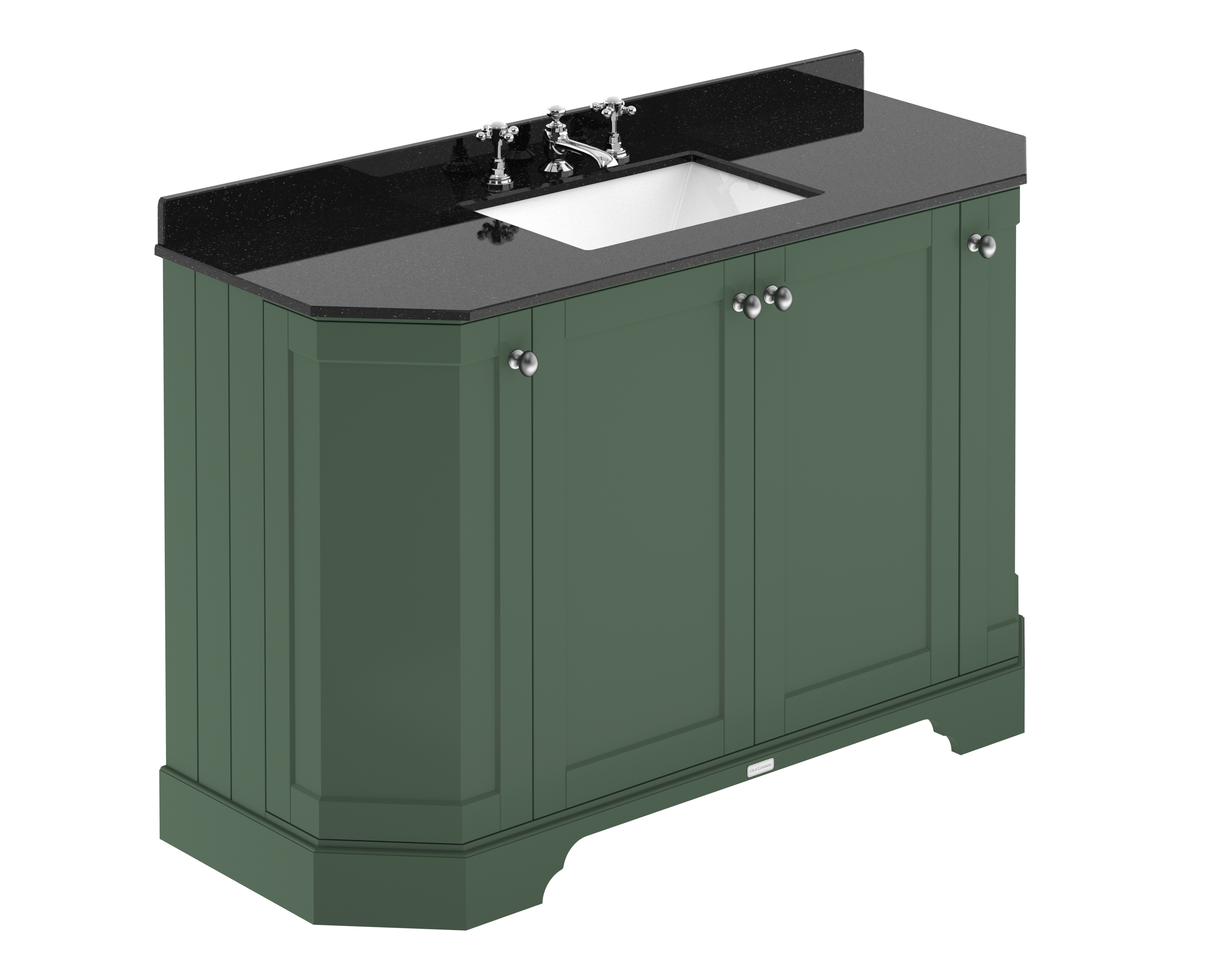 Hudson Reed Old London Hunter Green 1200mm 4 Door Angled Unit and Marble Top 3TH LOF859