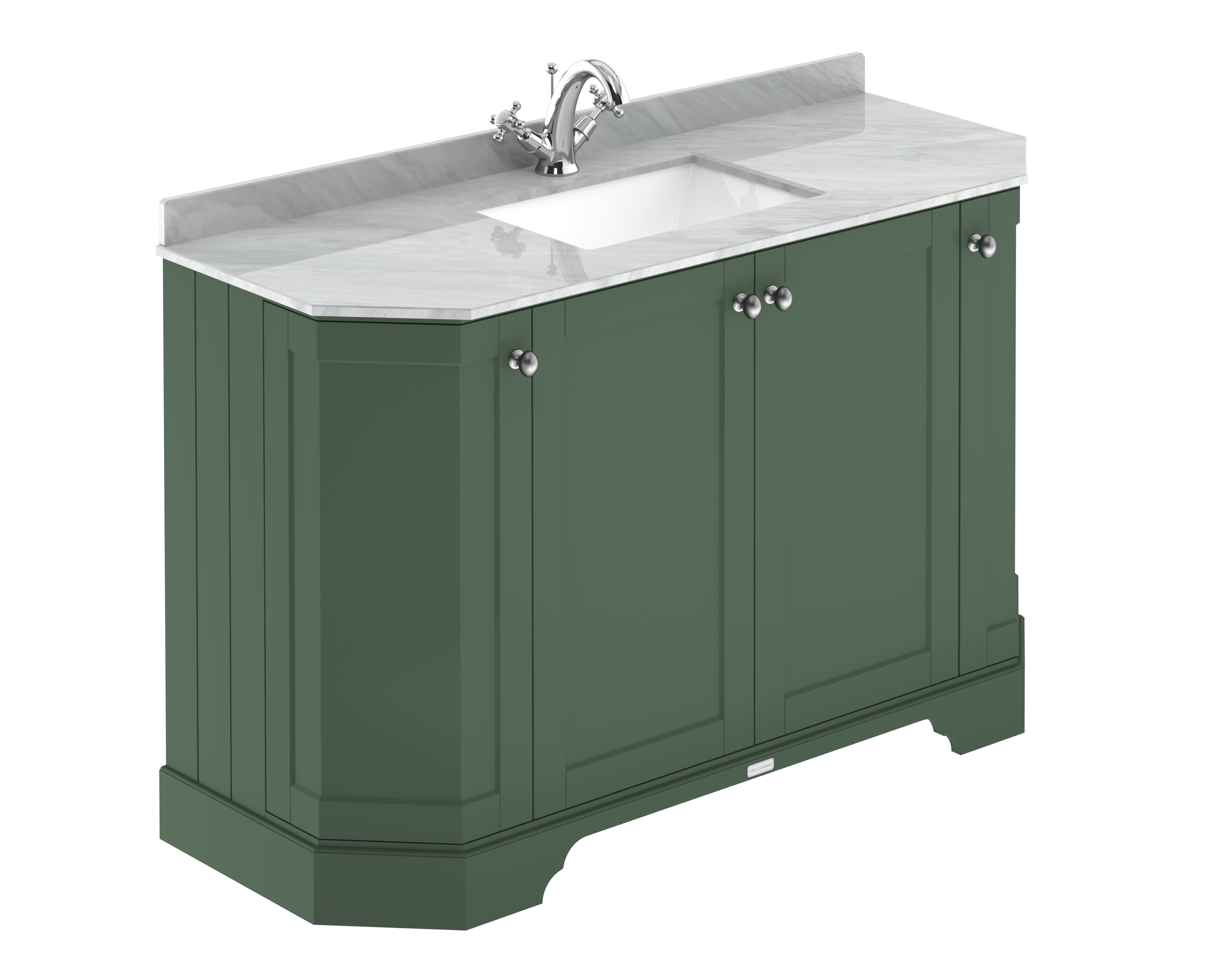 Hudson Reed Old London Hunter Green 1200mm 4 Door Angled Unit and Marble Top 1TH LOF860