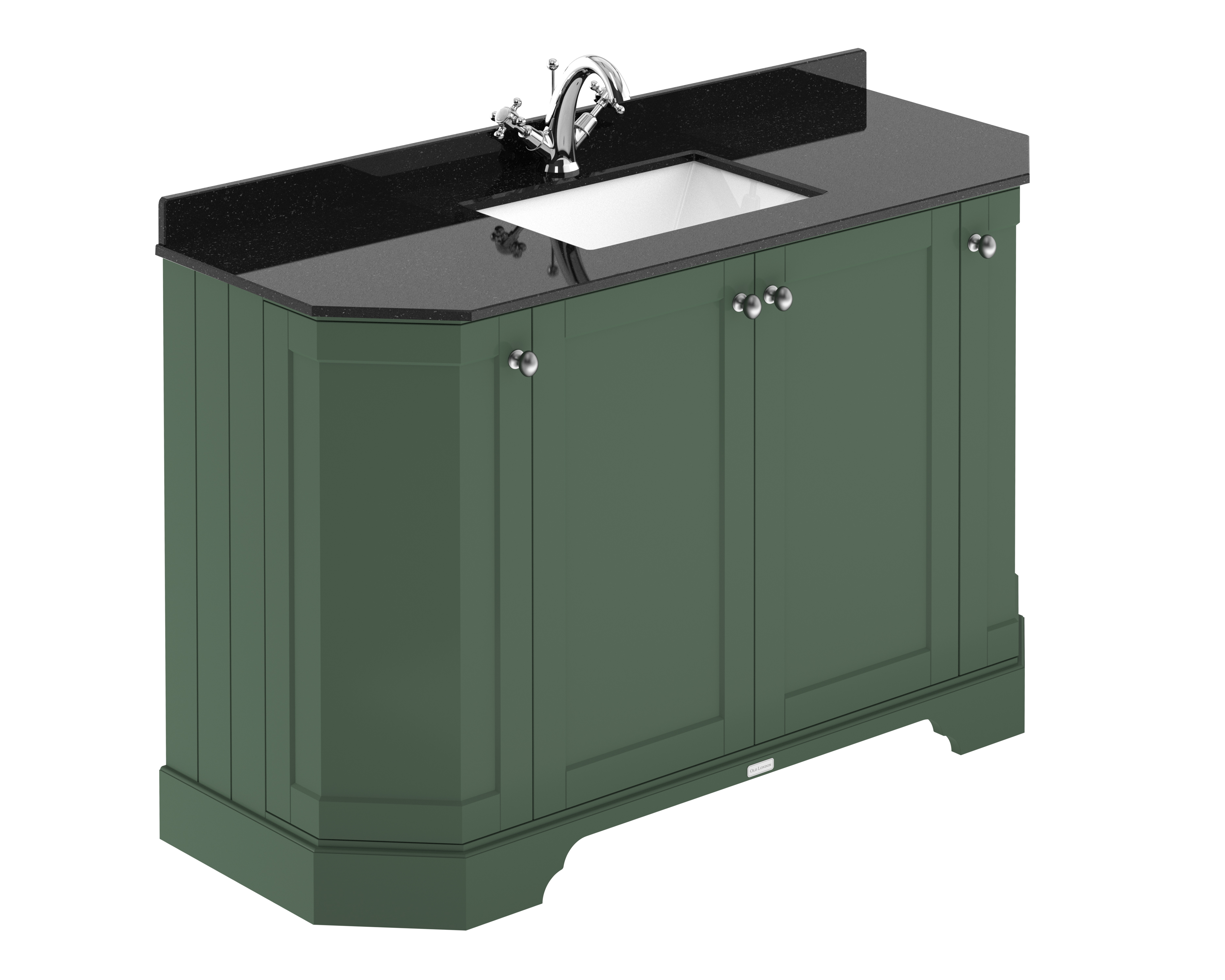Hudson Reed Old London Hunter Green 1200mm 4 Door Angled Unit and Marble Top 1TH LOF862