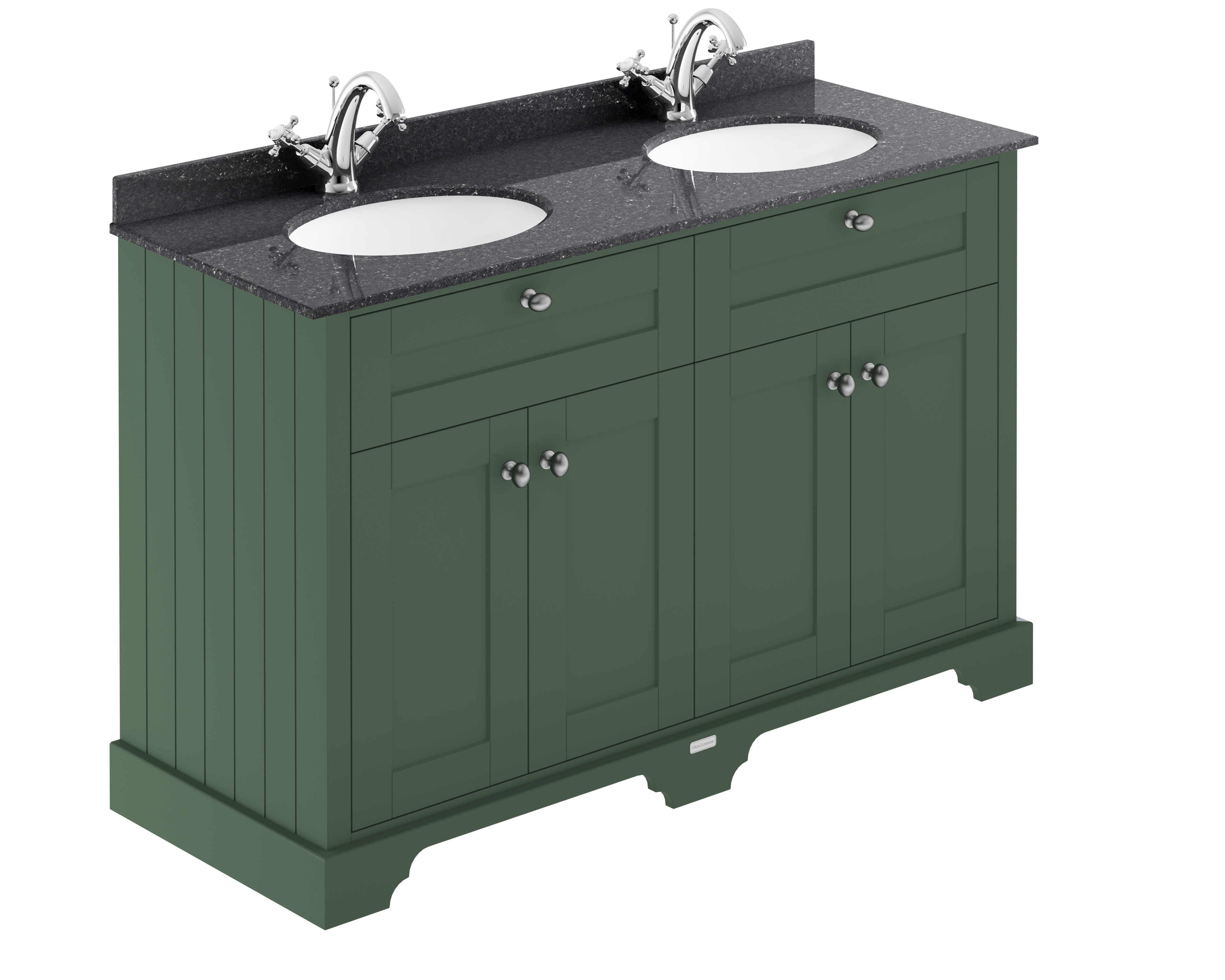 Hudson Reed Old London Hunter Green 1200mm Vanity Unit and Double Marble Top 1TH LOF863