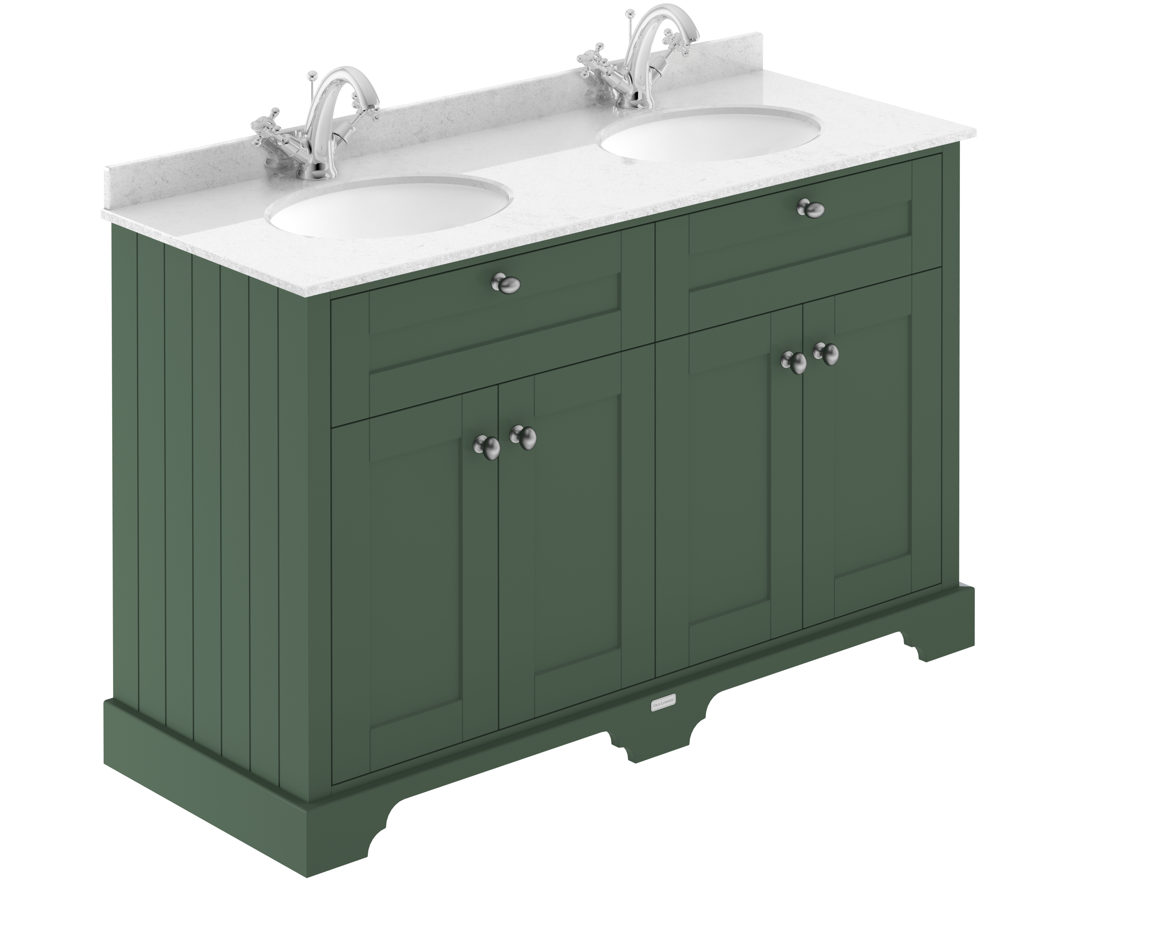 Hudson Reed Old London Hunter Green 1200mm Vanity Unit and Double Marble Top 1TH LOF864