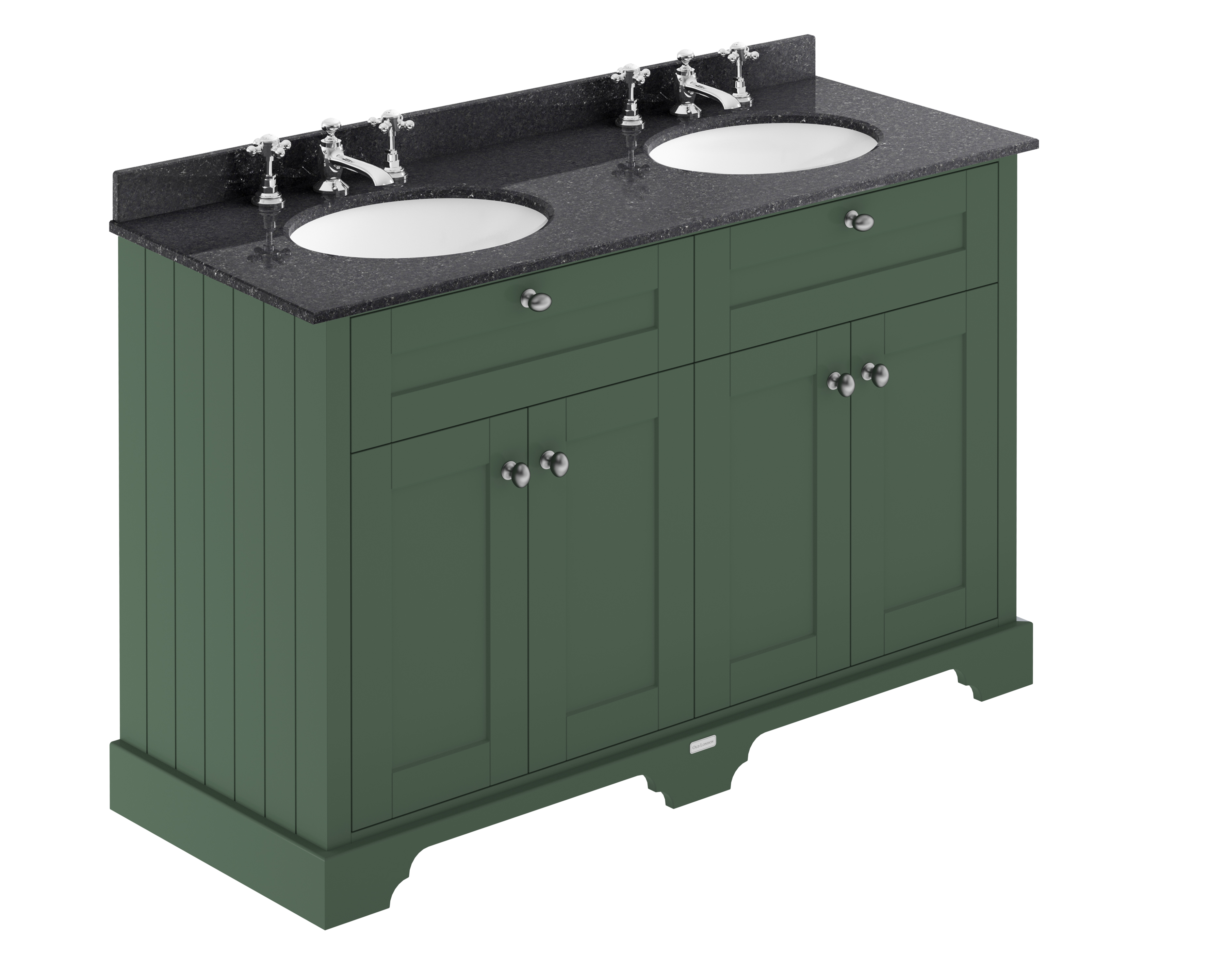 Hudson Reed Old London Hunter Green 1200mm Vanity Unit and Double Marble Top 3TH LOF866
