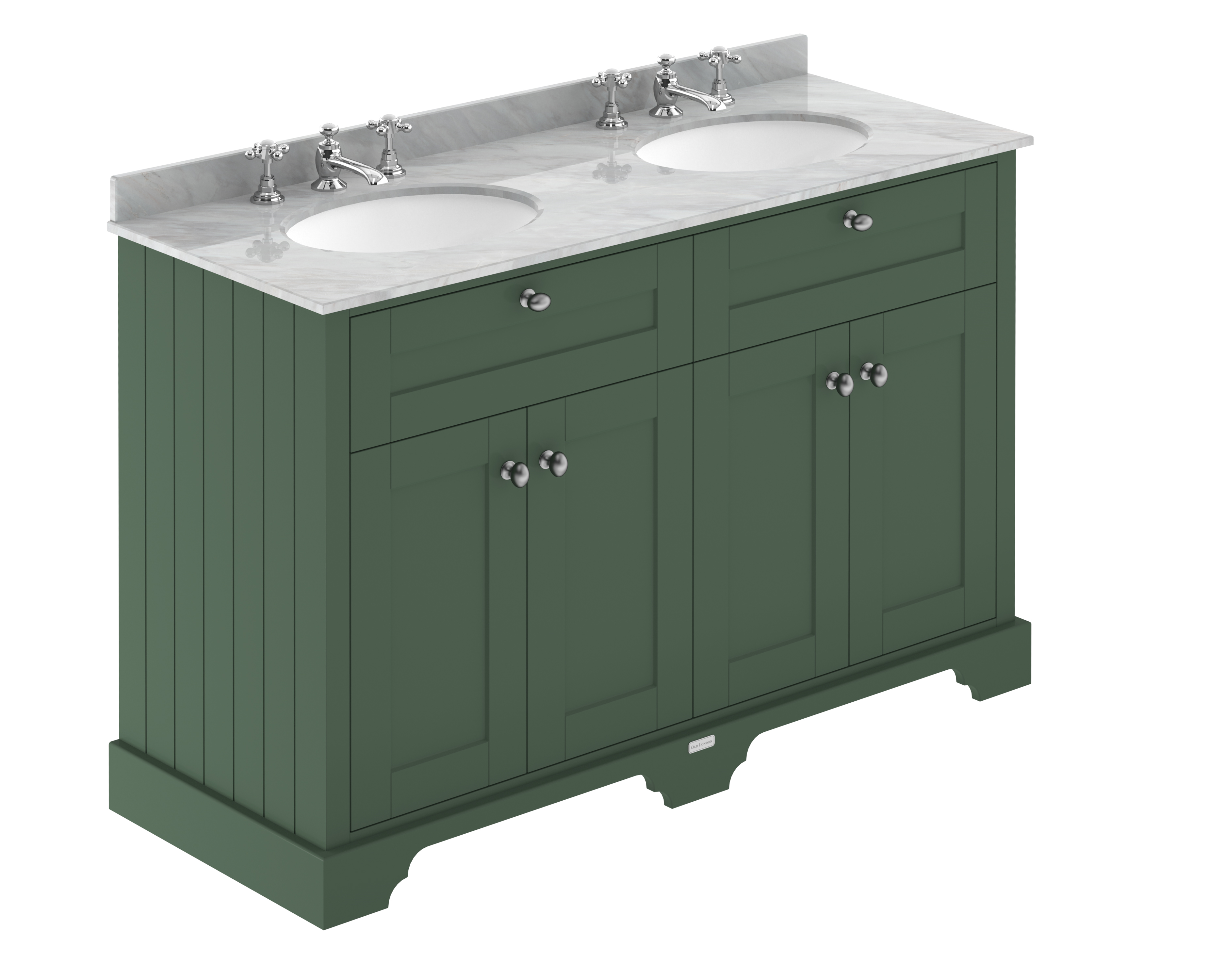 Hudson Reed Old London Hunter Green 1200mm Vanity Unit and Double Marble Top 3TH LOF868