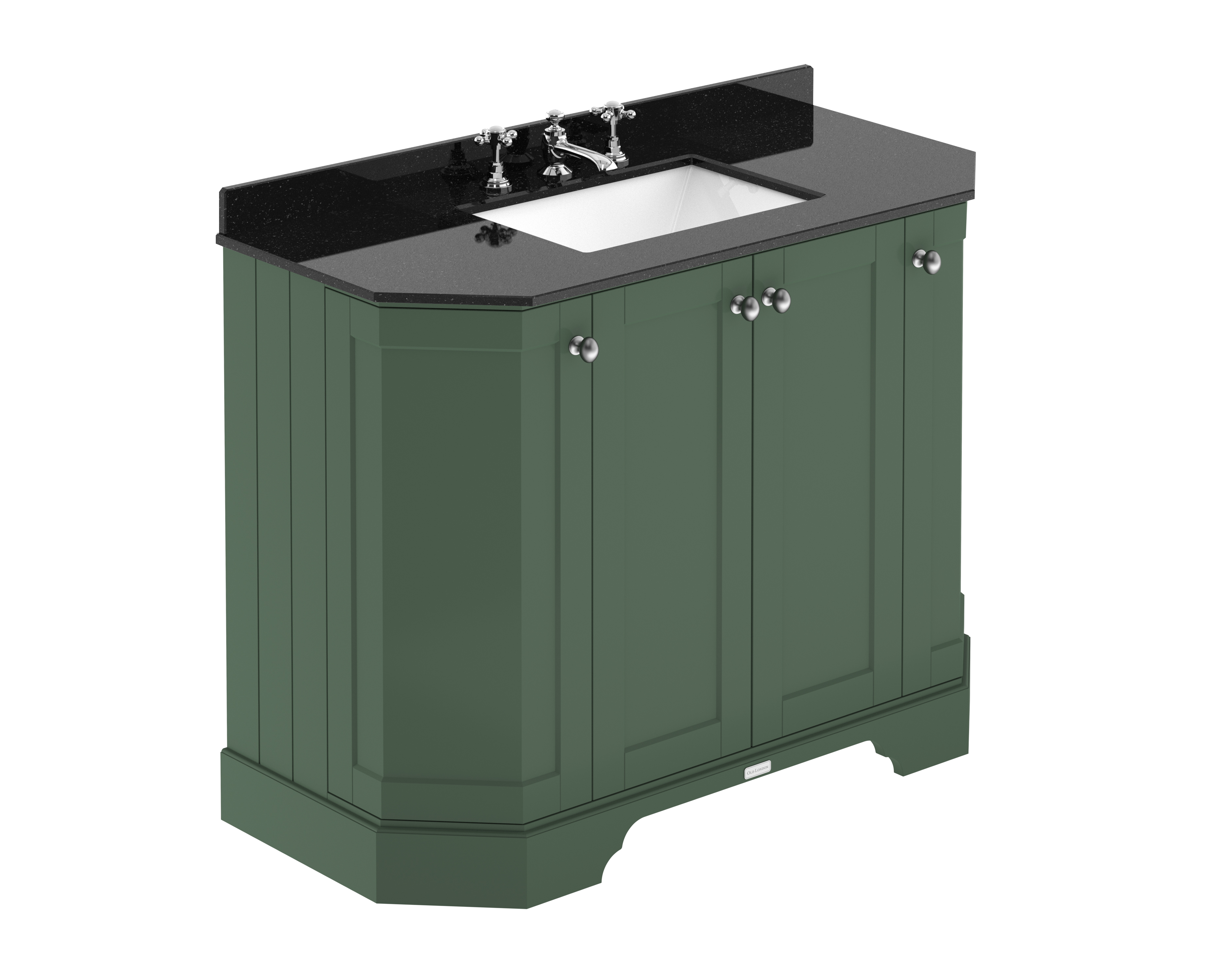 Hudson Reed Old London Hunter Green 1000mm 4 Door Angled Unit and Marble Top 3TH LOF885
