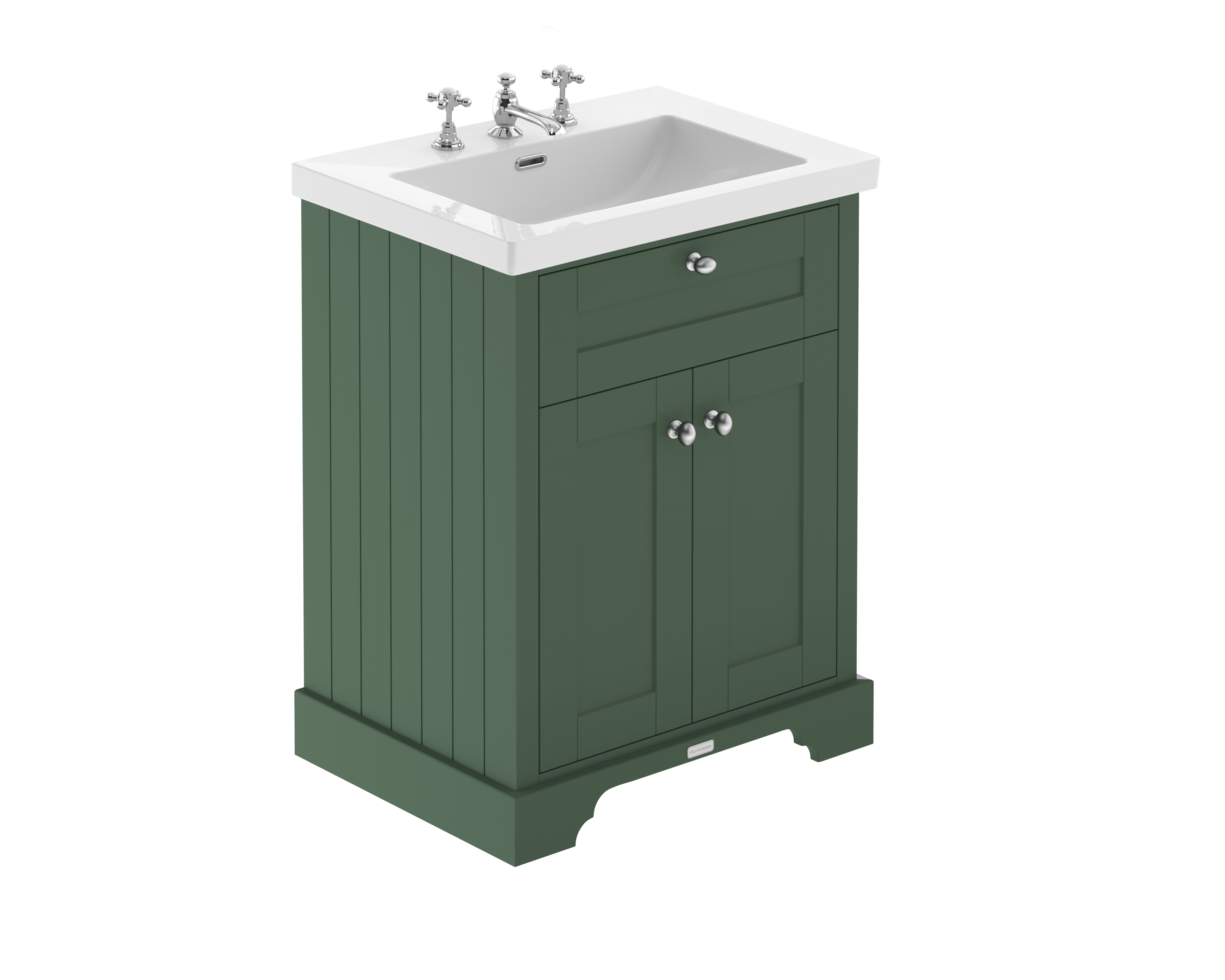 Hudson Reed Old London Hunter Green 600mm 2 Door Unit and Contemporary Fireclay Basin 3TH LOF890