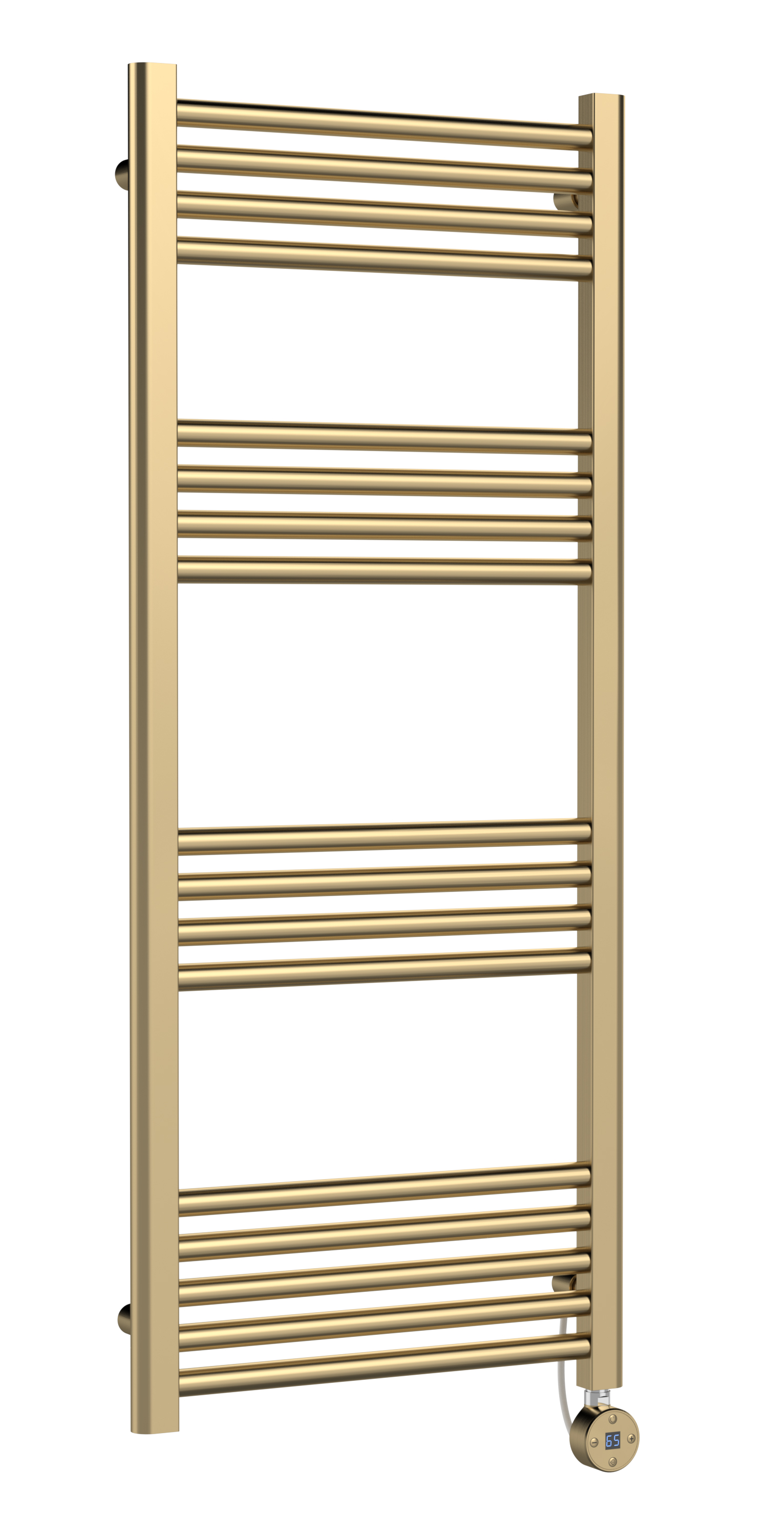 Hudson Reed Nuie Electric Bar Towel Rail Brushed Brass Round Straight Radiator 1200x500 MTY860