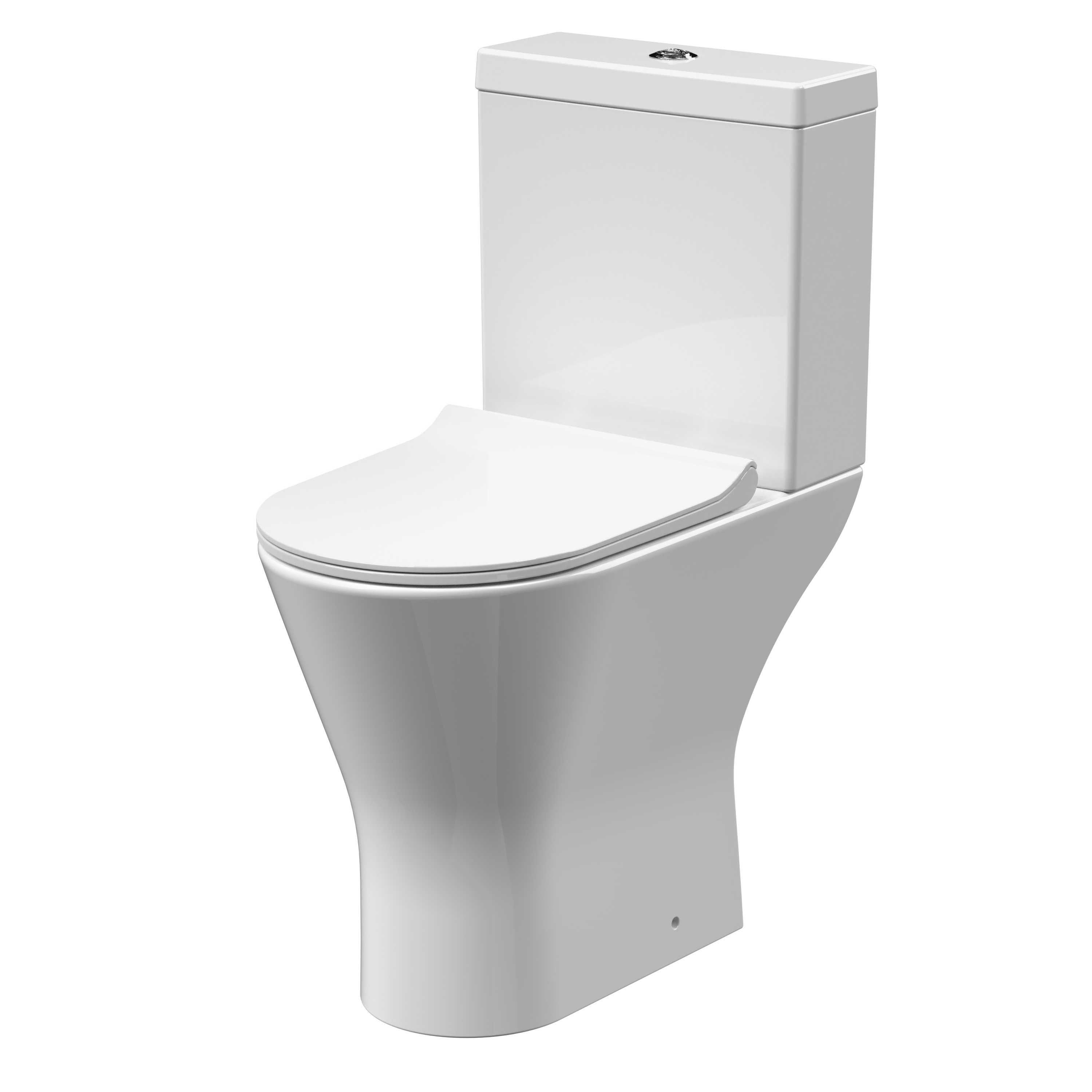 Nuie Freya White Comfort Height Rimless Pan, Cistern and Seat NCG391