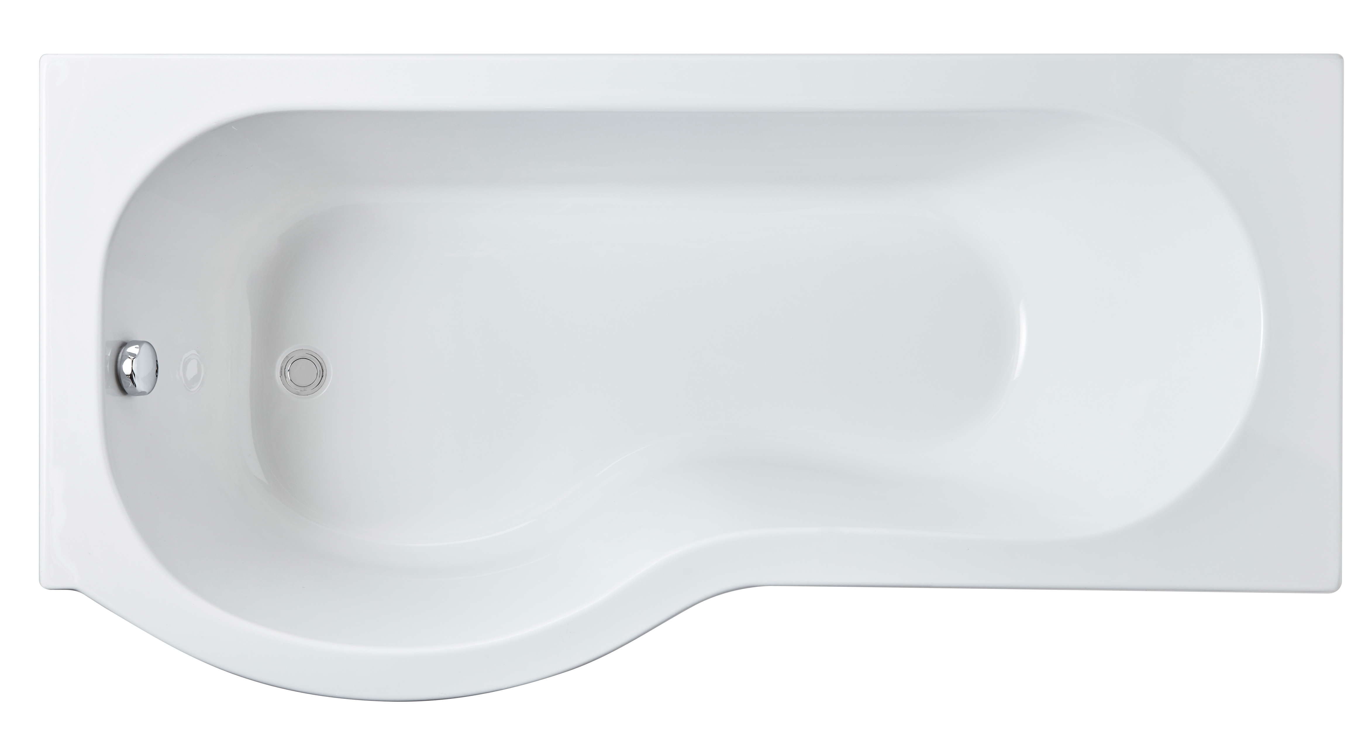 Nuie Shower Bath White 1600mm Left Hand P shaped WBP1685L