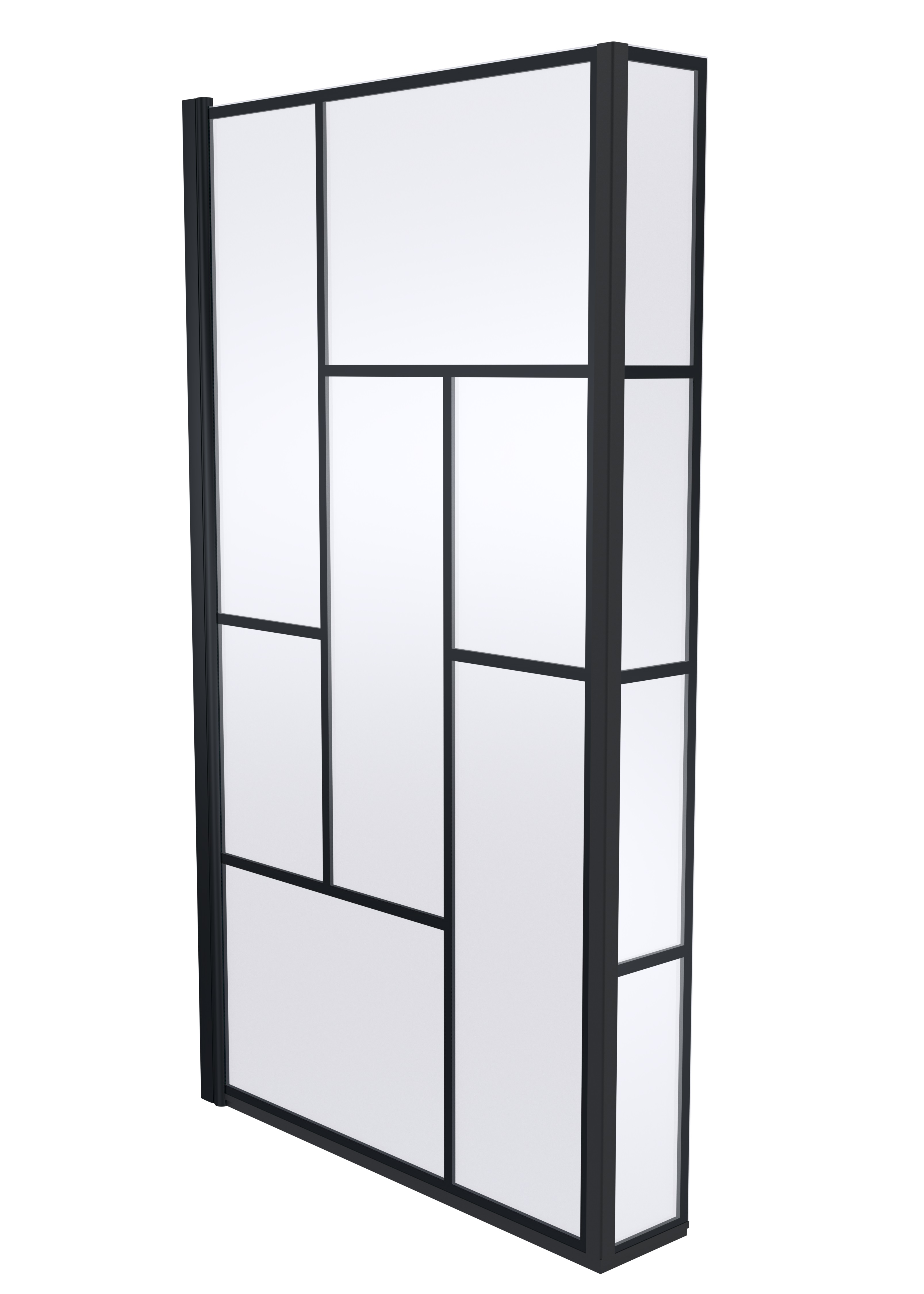 Nuie Matt Black Abstract Bath Screen NSBS7BB