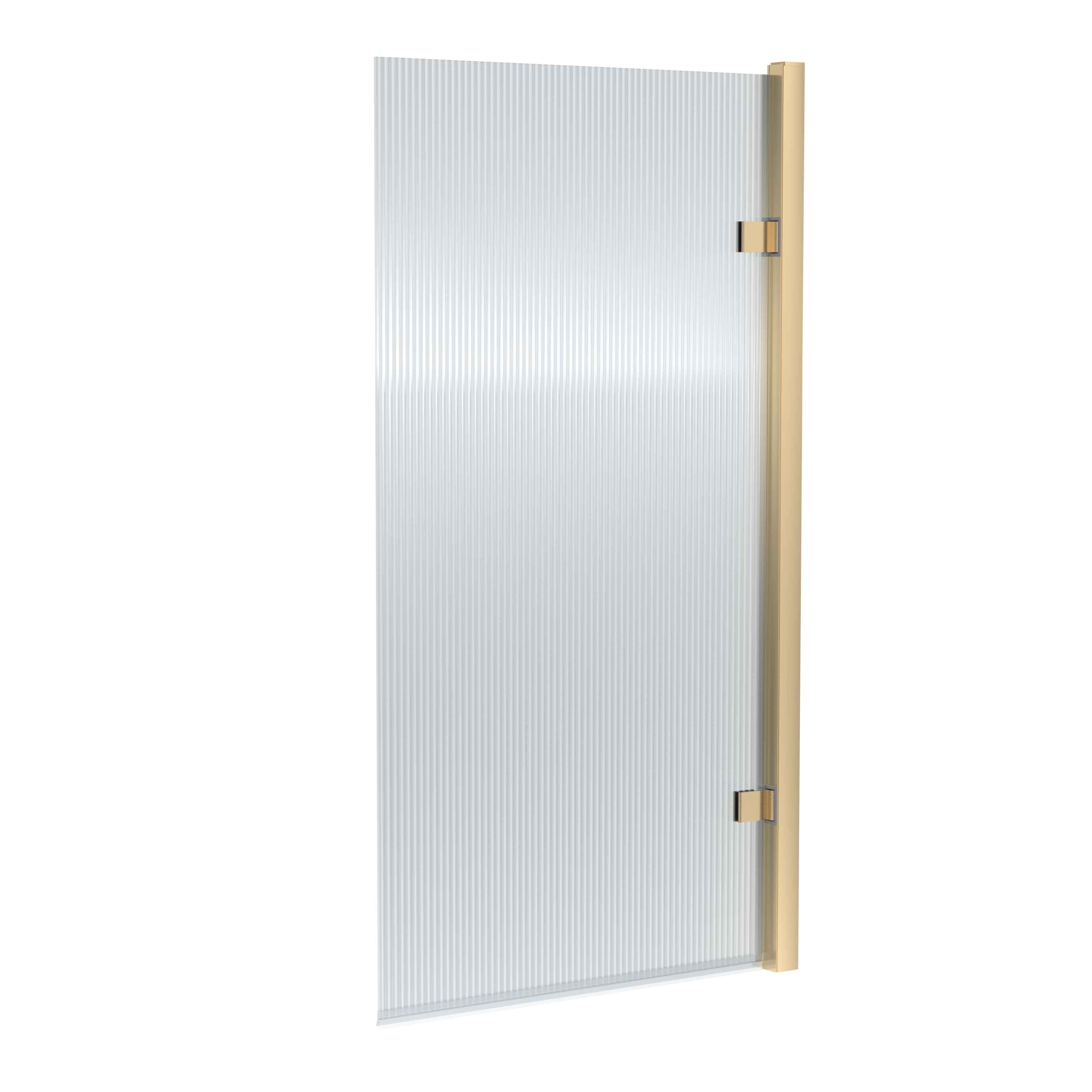 Nuie Brushed Brass Square Hinged Fluted Bath Screen 8mm NSSQ7FLBB