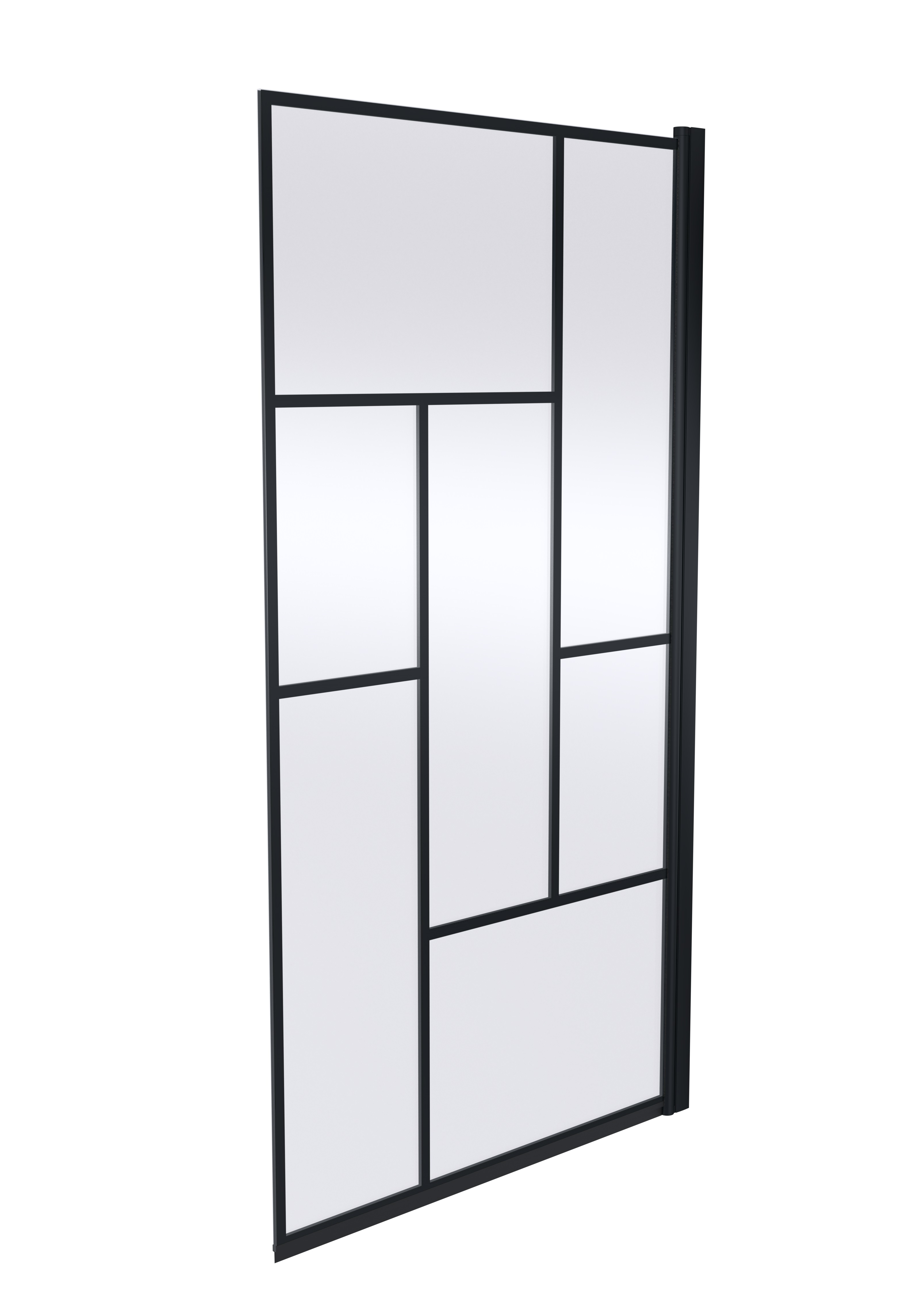 Nuie Matt Black Abstract Bath Screen NSSQBB