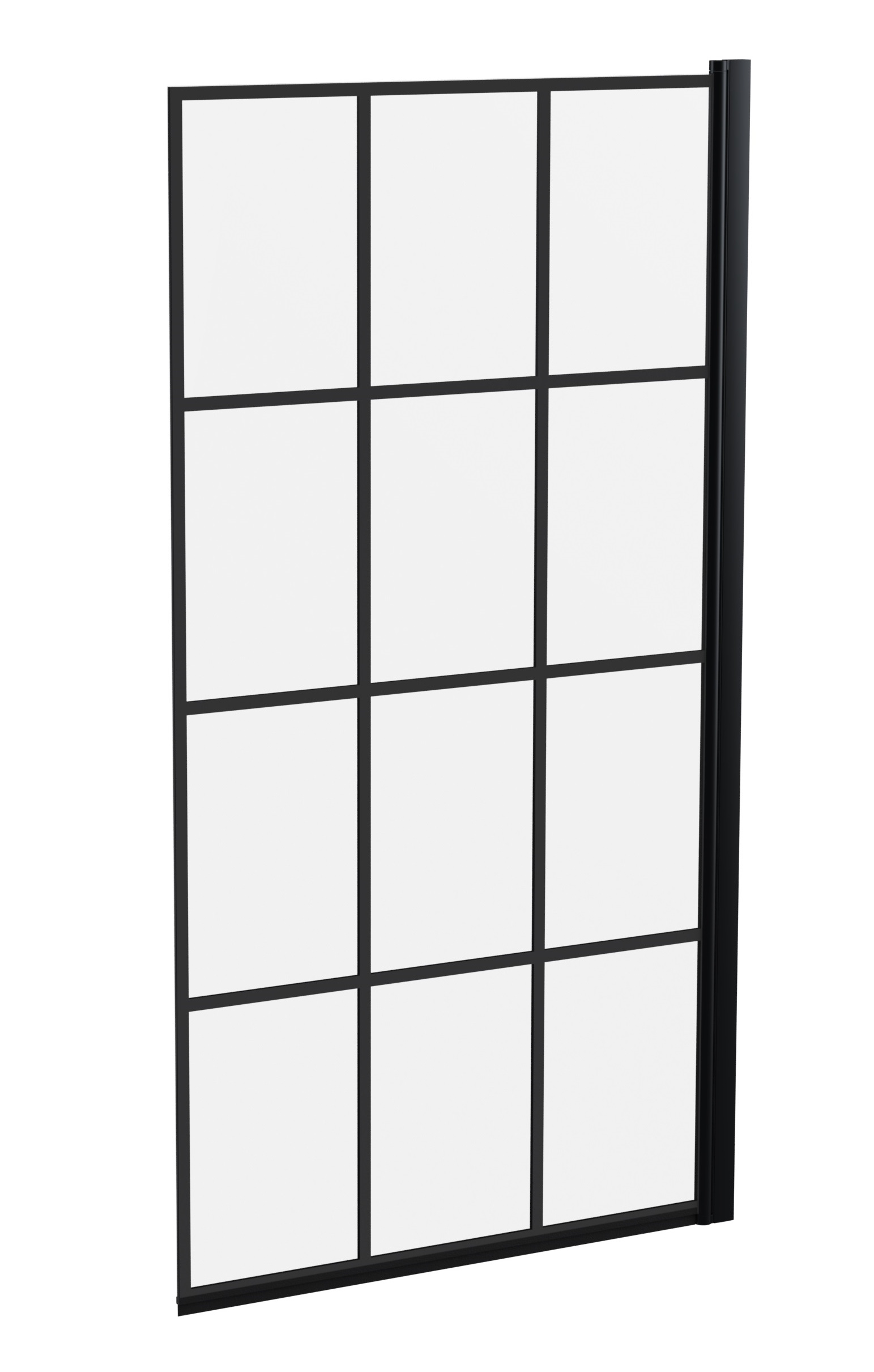 Hudson Reed Nuie Bath Screen Matt Black Square Framed NSSQBF