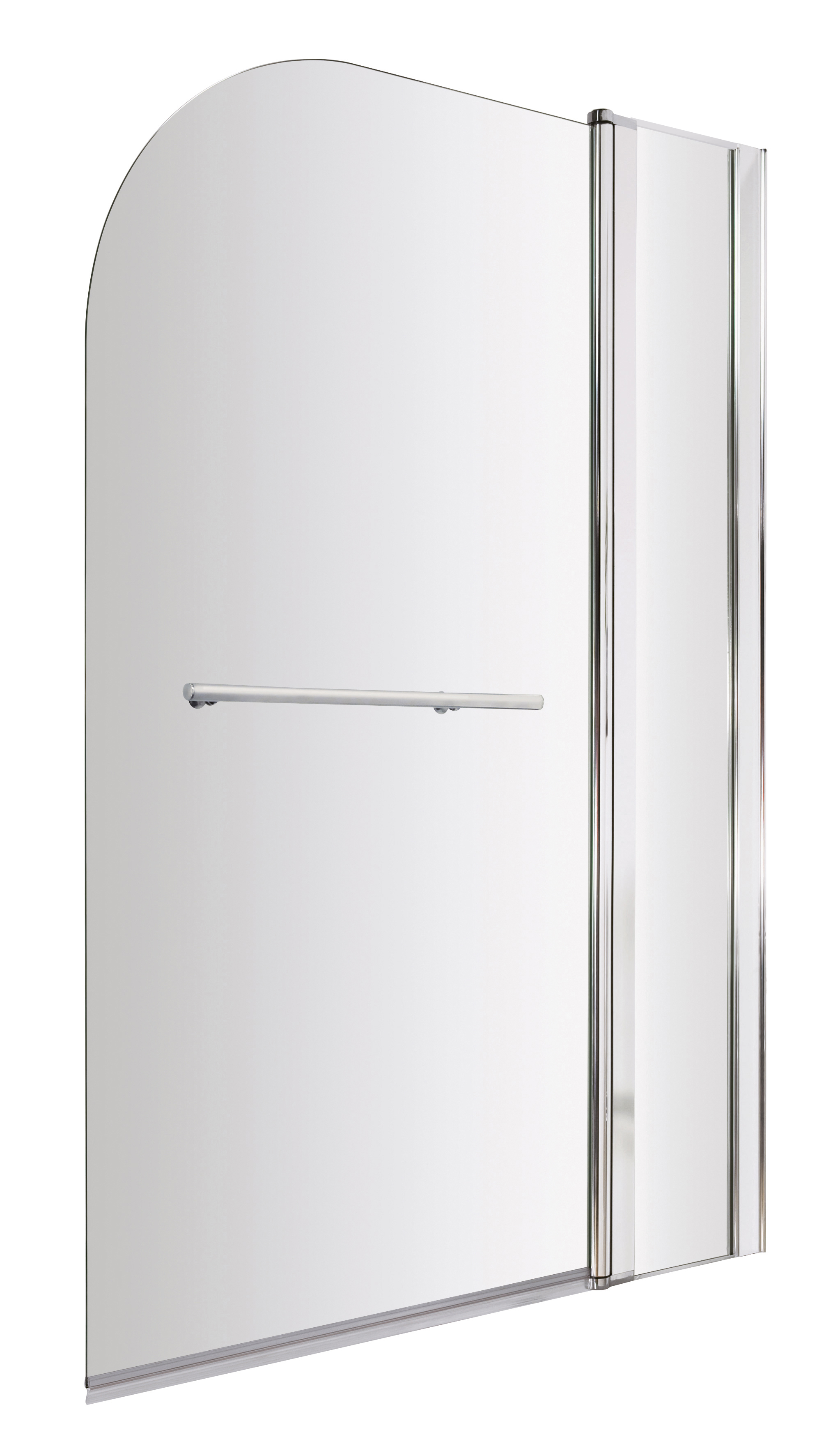 Nuie Chrome Round Bath Screen Fixed Panel and Rail NSSR2