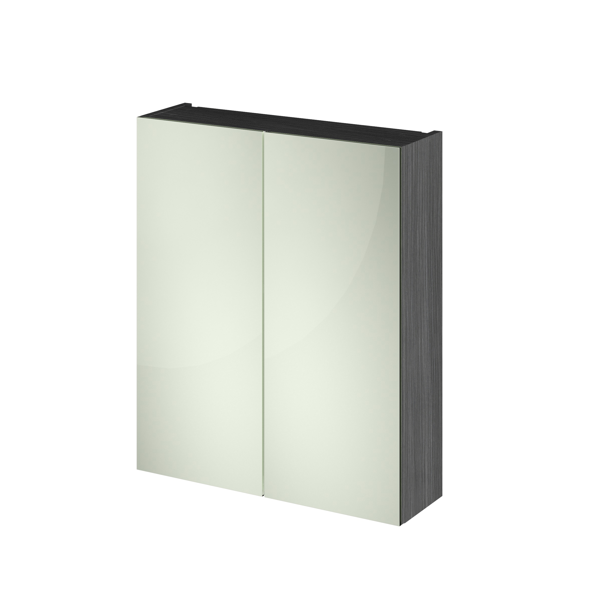 Hudson Reed Nuie Fusion Graphite Grey Woodgrain 600mm Mirror Unit 50 50 OFF517