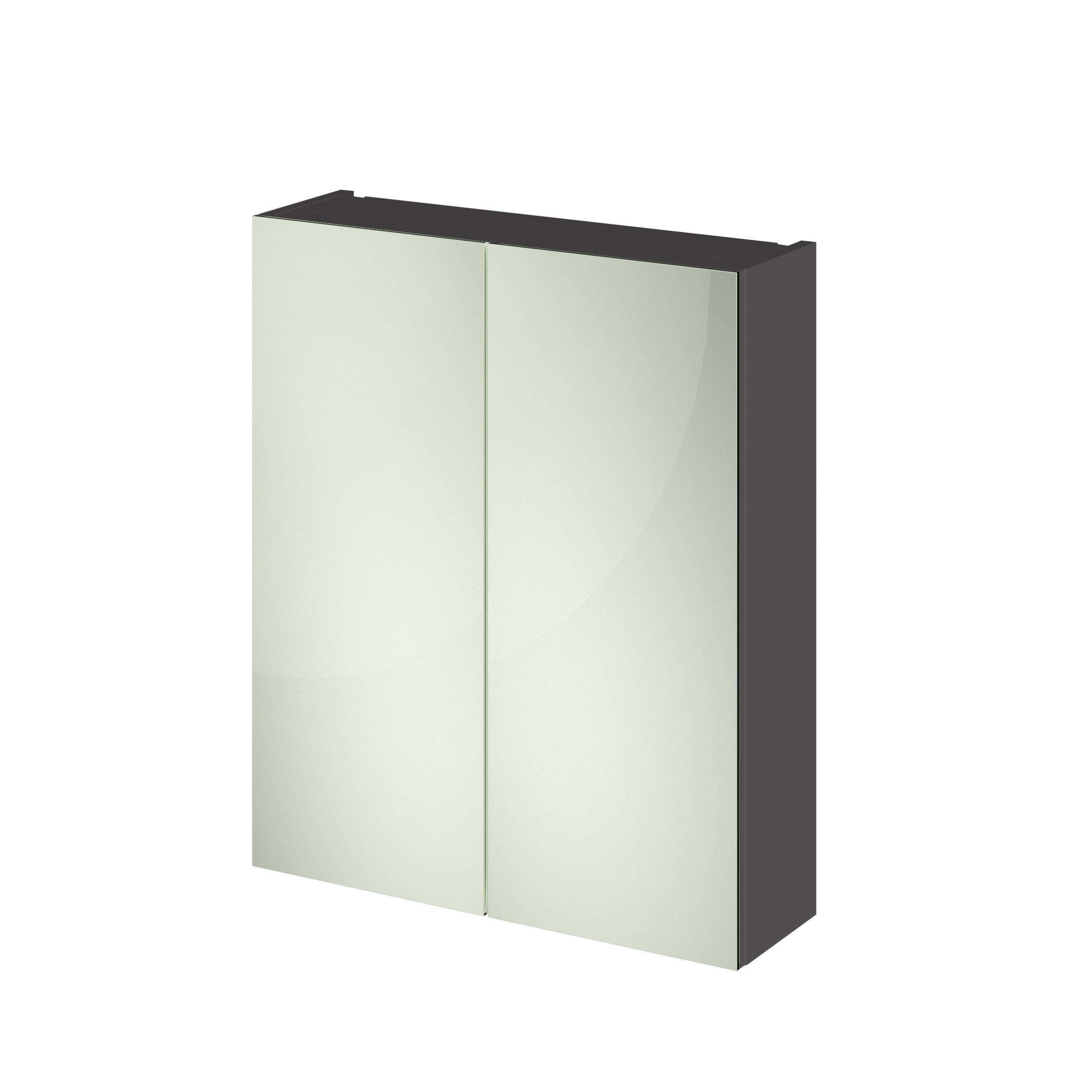 Hudson Reed Fusion Gloss Grey 600mm Mirror Unit 50 50 OFF917