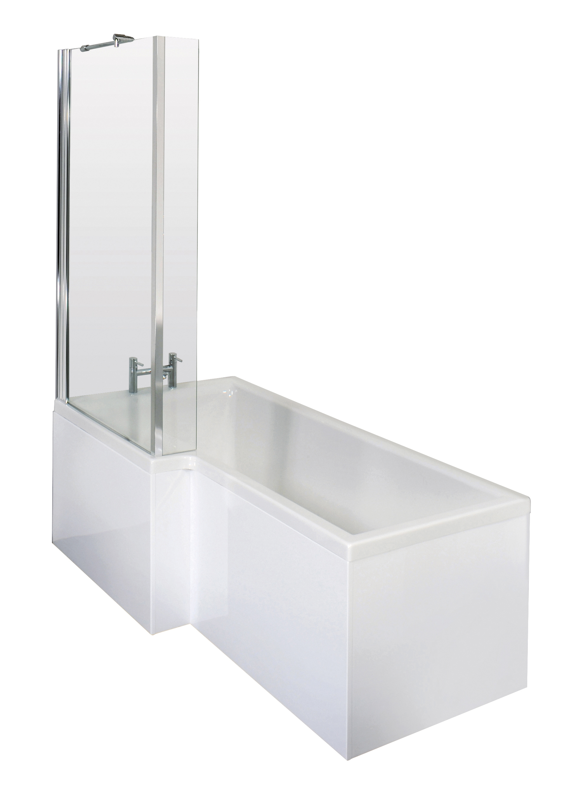 Nuie Shower Bath White 1700mm Left Hand Square Set SBATH05